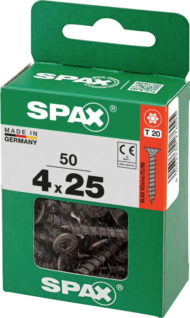 Spax Universalschrauben 4 x 25 mm T20 Vollgewinde - 50 Stk.  Spax Universalschrauben 4 x 25 mm T20 Vollgewinde - 50 Stk.
