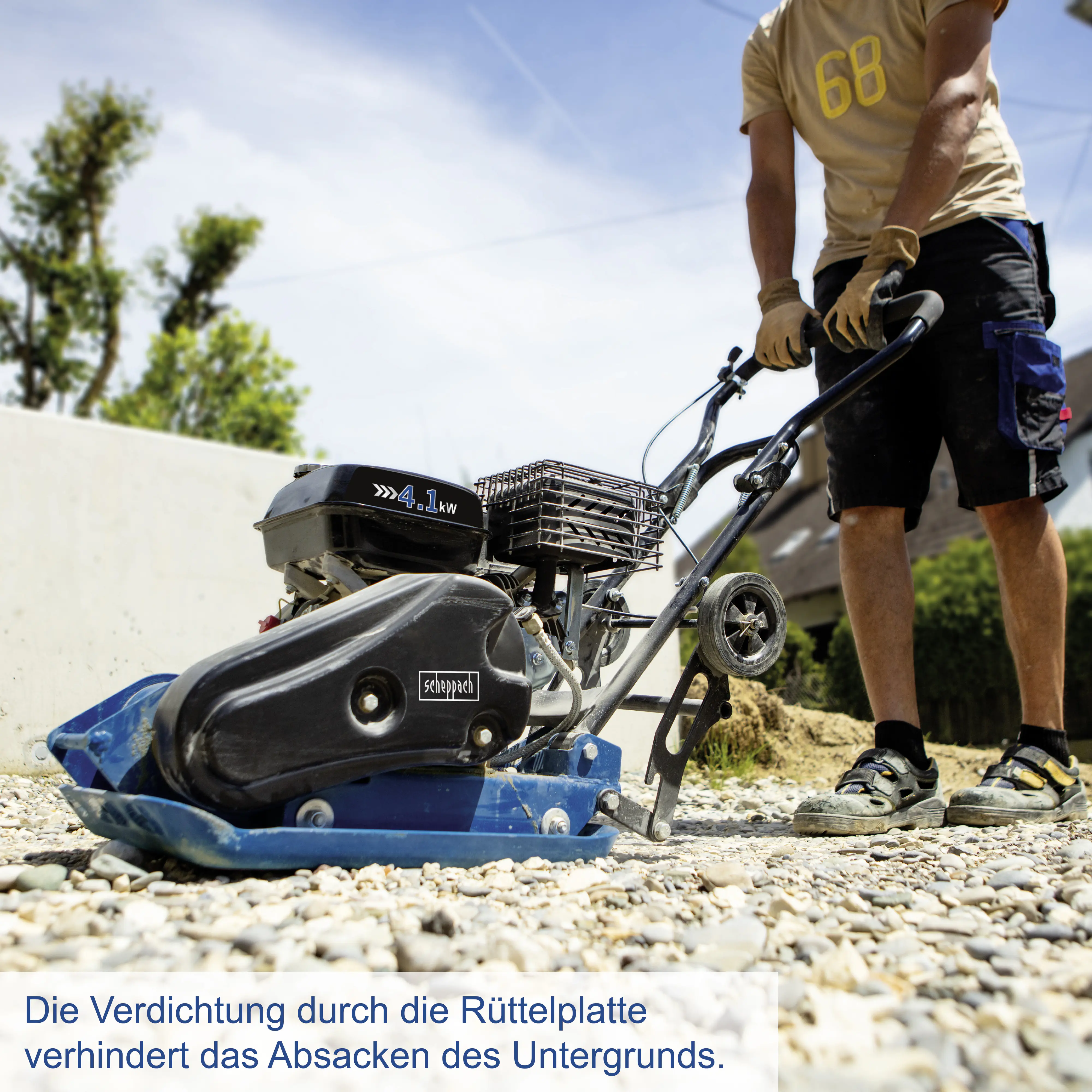 Scheppach Rüttelplatte HP 1900 S inkl. Gummimatte und Fahrwerk