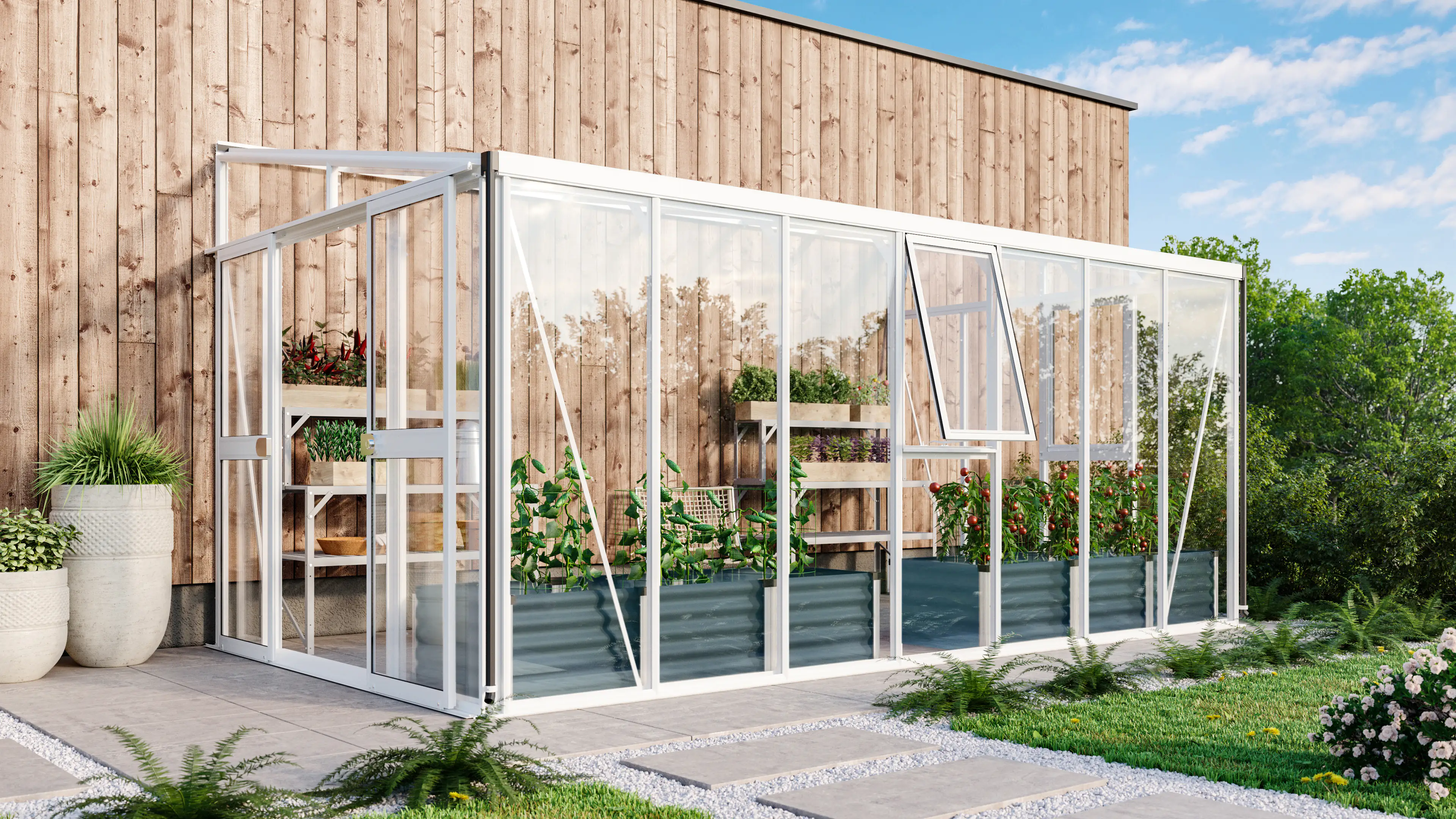 Vitavia Anlehngewächshaus Helena 11900 268 x 470 cm 3 mm Sicherheitsglas Vitavia Anlehngewächshaus Helena 11900 268 x 470 cm 3 mm Sicherheitsglas