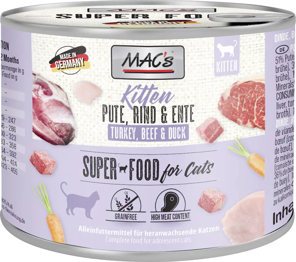 Macs Cat Kitten Pute, Rind & Ente 200 g