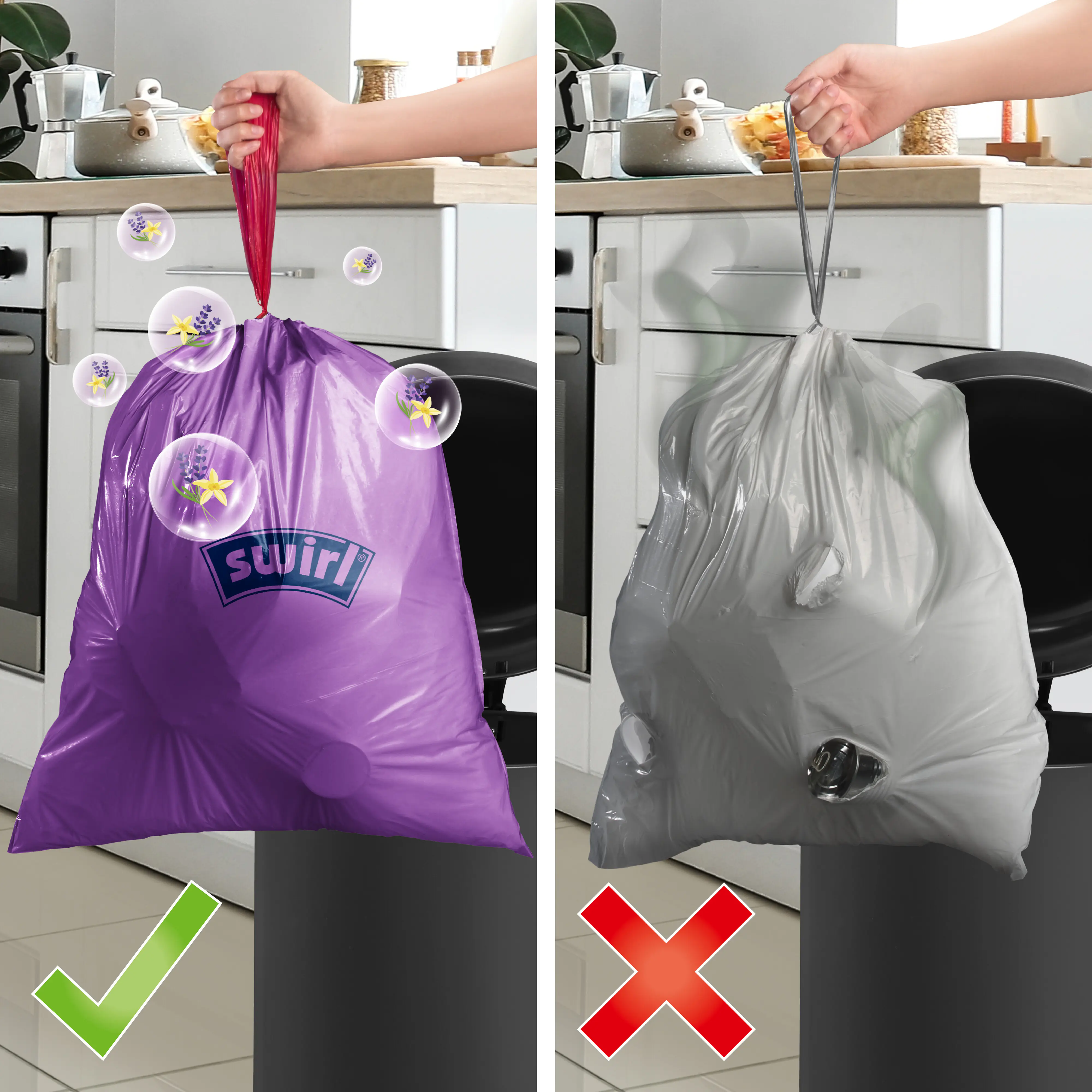 Swirl® Duft-Müllbeutel Vanille-Lavendel 20 L Reißfest & Dicht