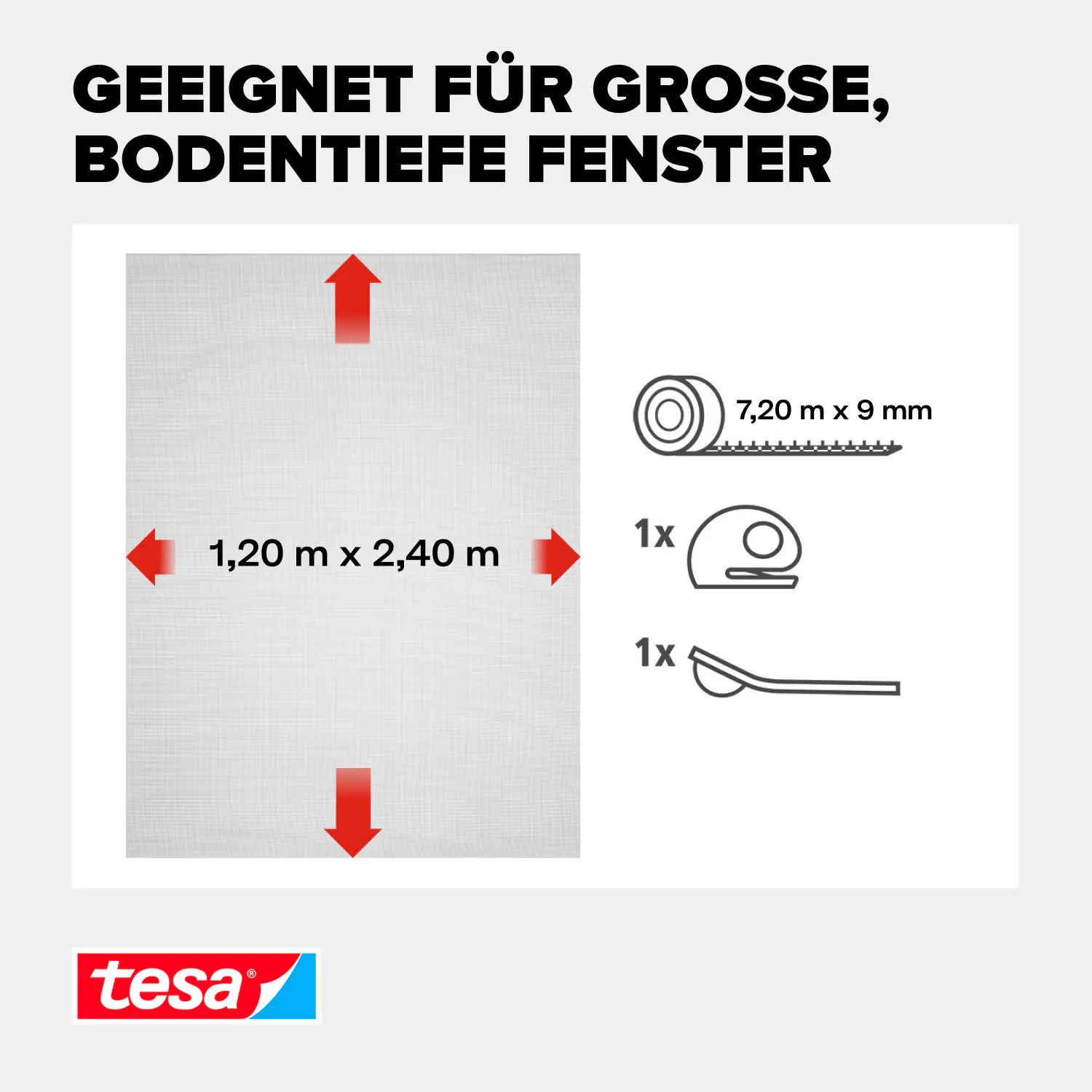 tesa Fliegenschutz-Fenster Comfort 120 x 240 cm anthrazit kürzbar