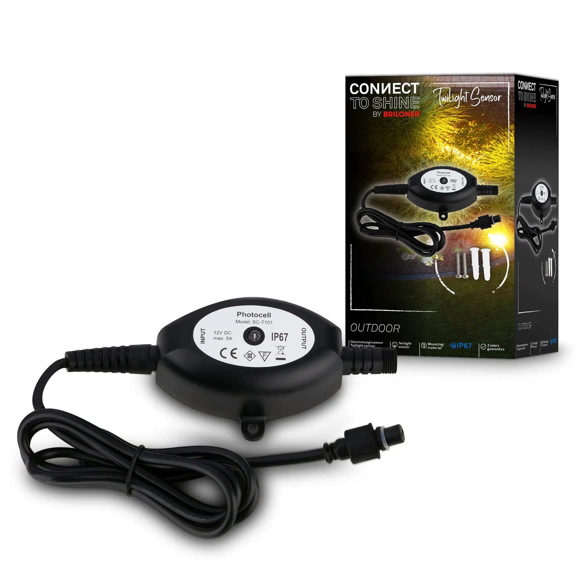 Briloner Dämmerungssensor Connect to Shine 12V schwarz, IP67 Briloner Dämmerungssensor Connect to Shine 12V schwarz, IP67