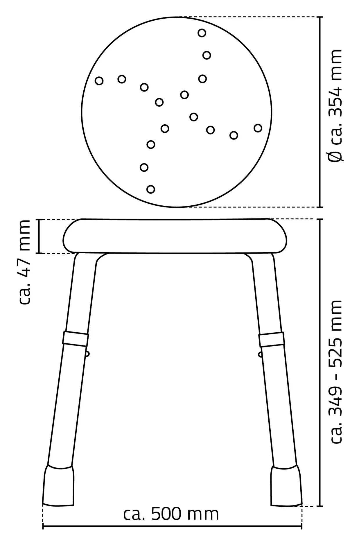 Ridder Badhocker Go zementgrau Maße: ca. 50 x 34,9 - 52,5 cm