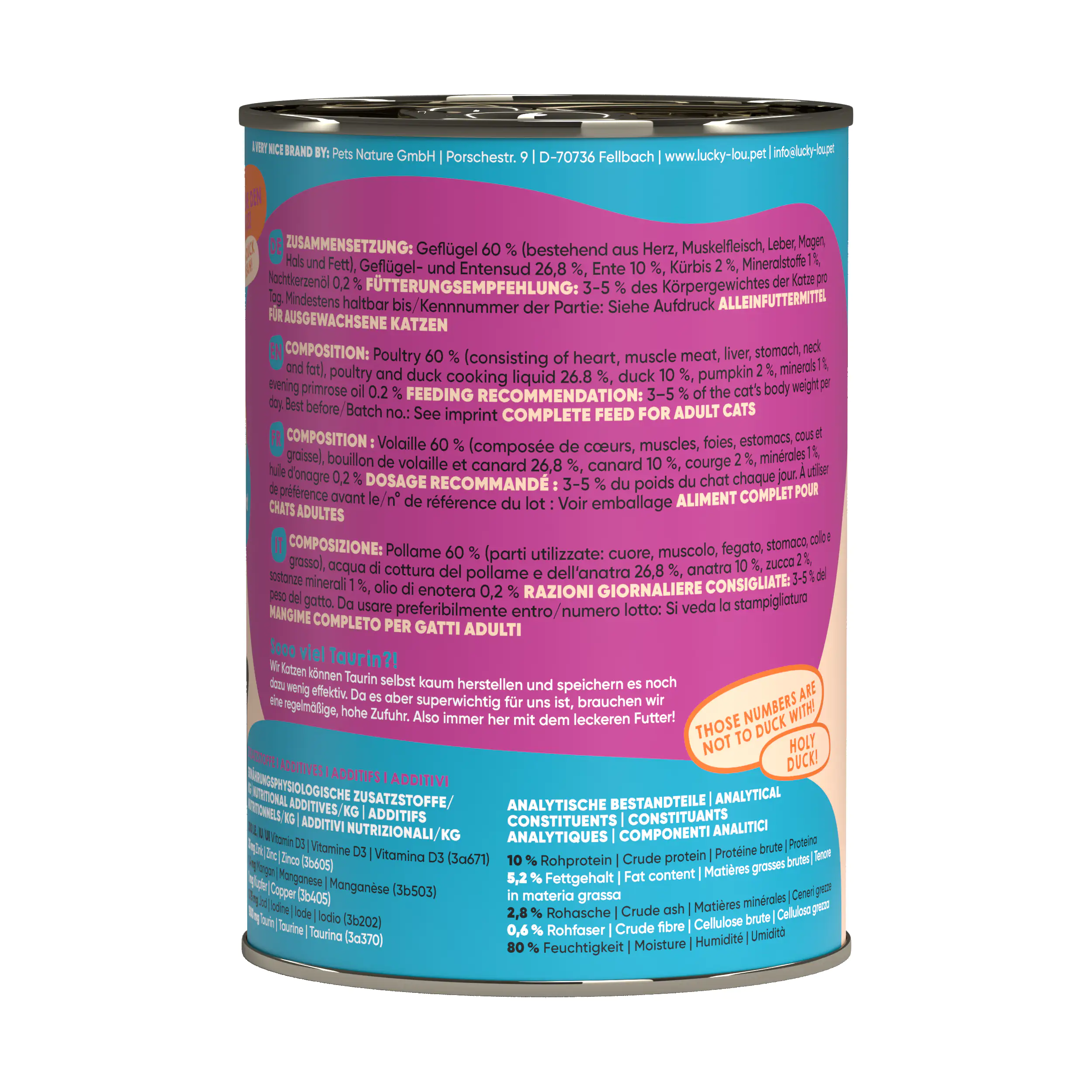 Lucky Lou Katzenfutter Geflügel und Ente 400 g