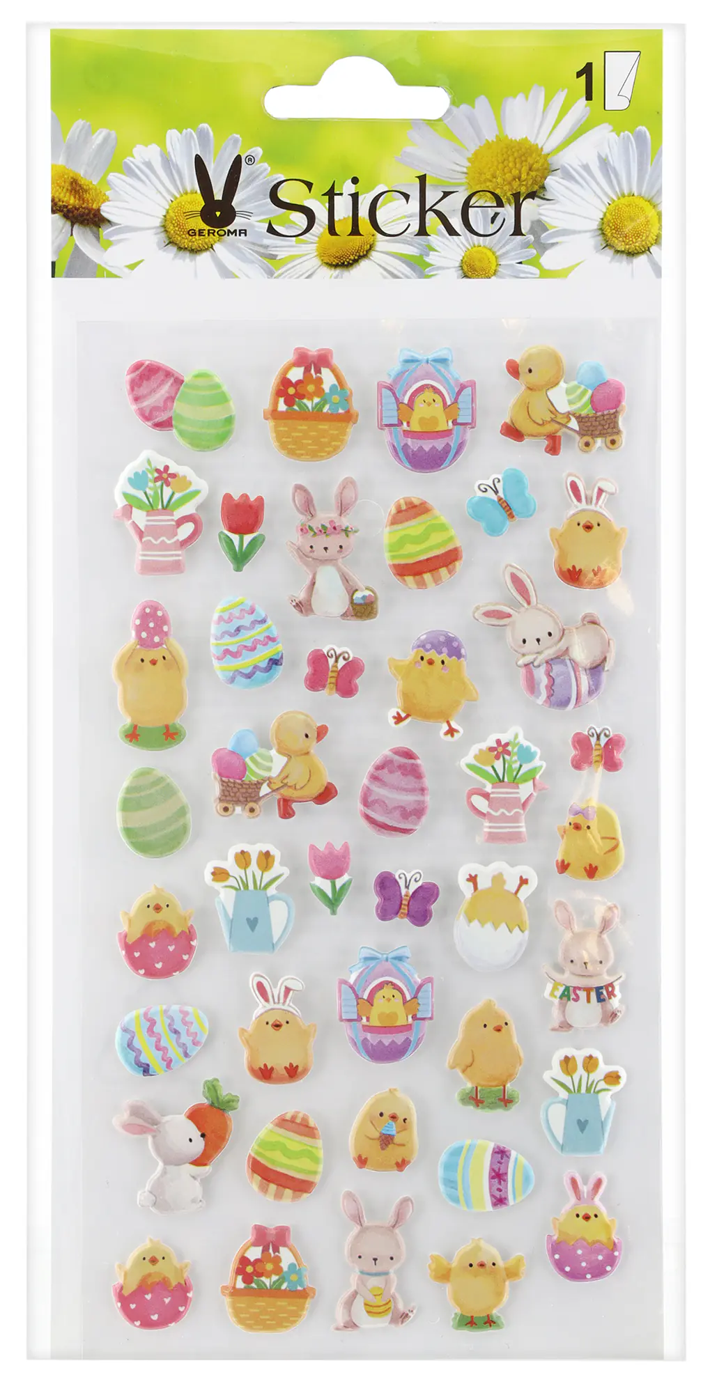 Sticker Puffy Ostermotive ca. 1-2 cm bunt 1 Bogen