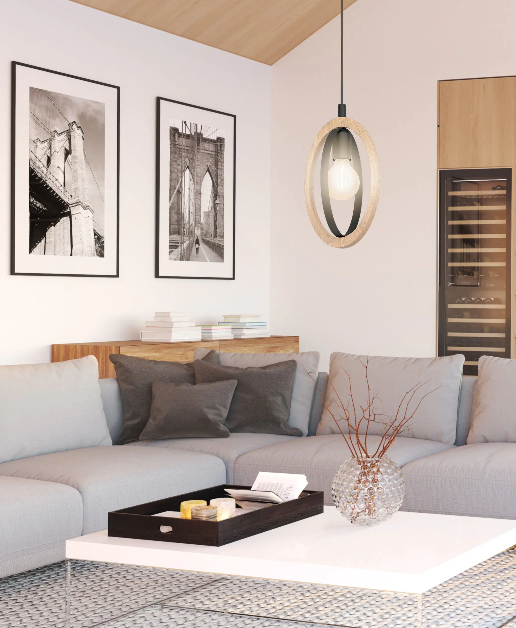 Eglo Pendelleuchte Basildon schwarz-braun 19 x 16 cm E27, max. 60 W