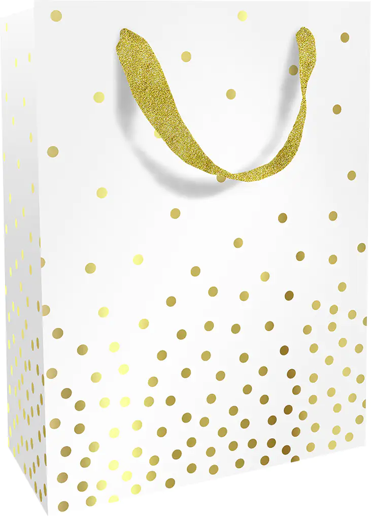 Geschenktasche weiß goldene Punkte 26 x 36 cm