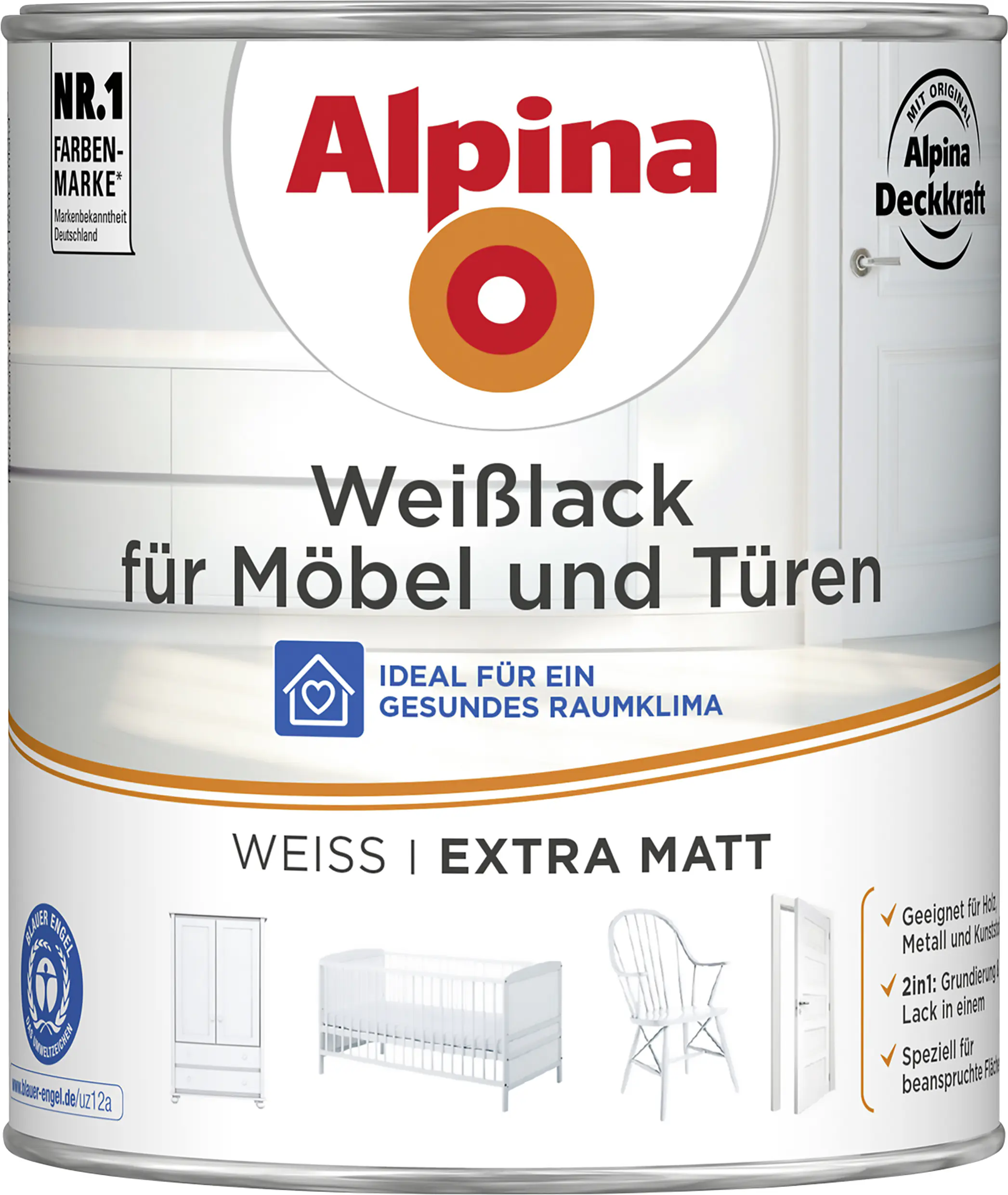 Alpina Weißlack für Möbel & Türen 750 ml weiß extra matt