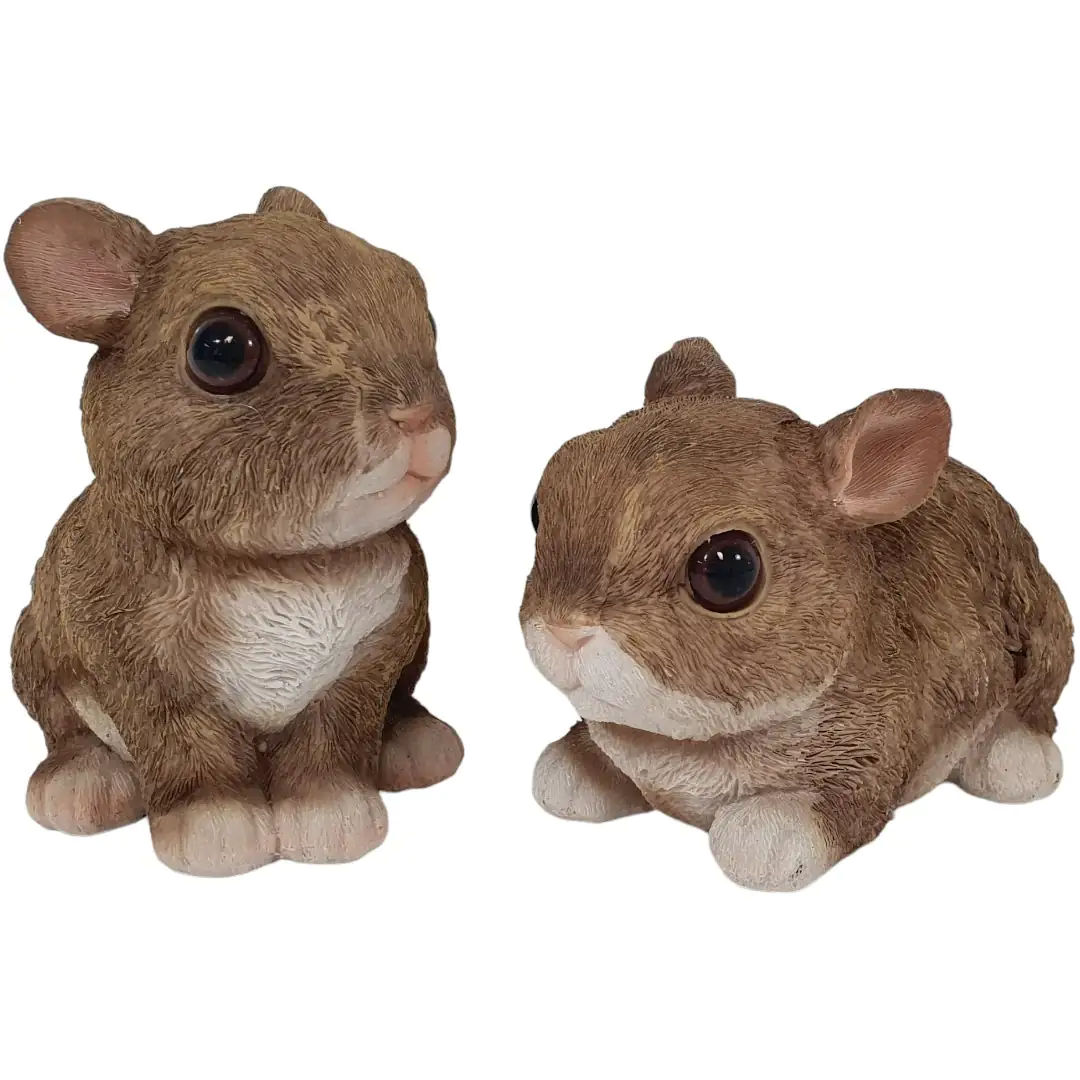 Dekofigur Hasen 12 x 11 x 18 cm braun weiß 2 Stück