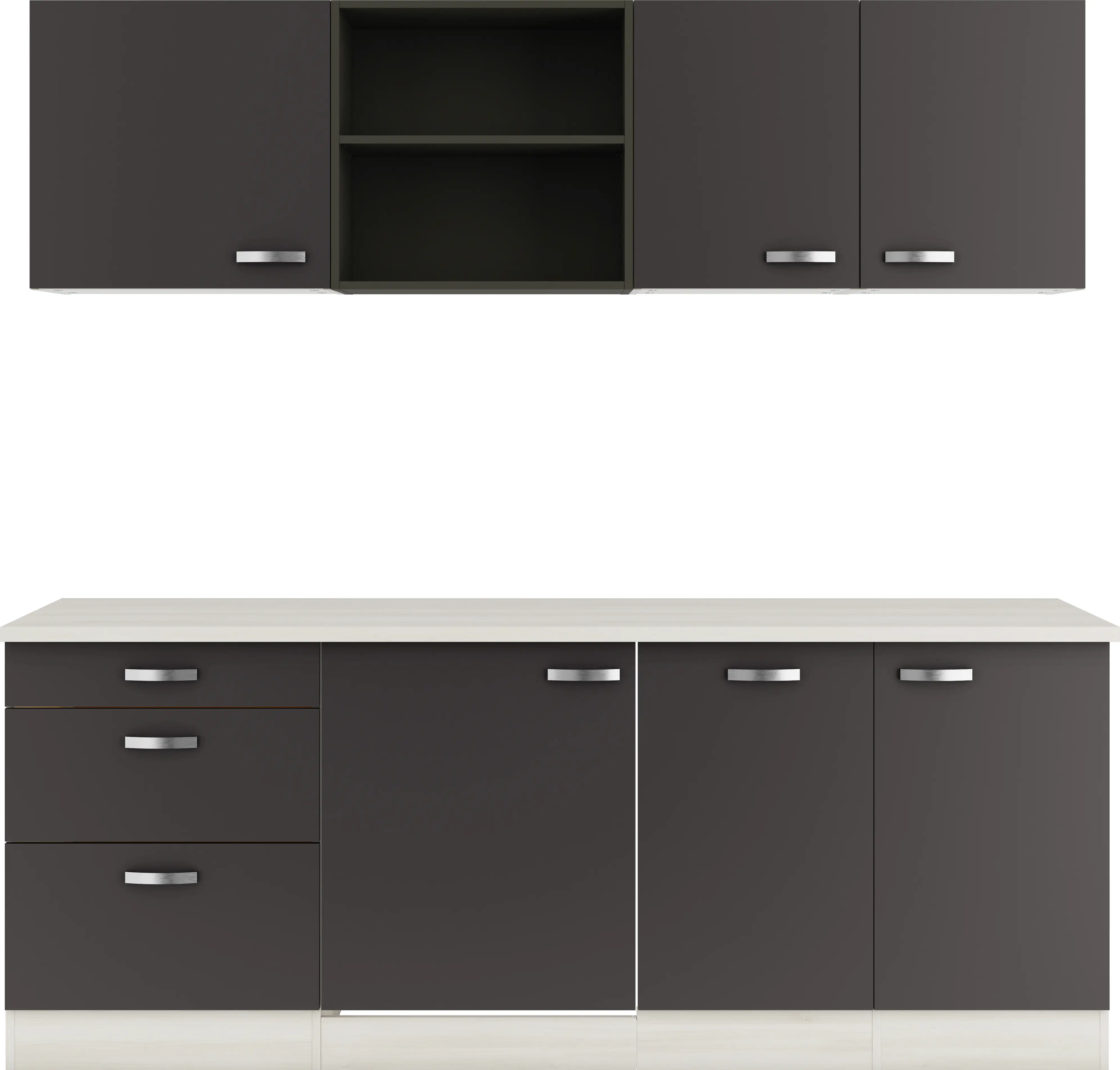 Optifit Küchenzeile Faro 220 ohne Geräte anthrazit 210 cm