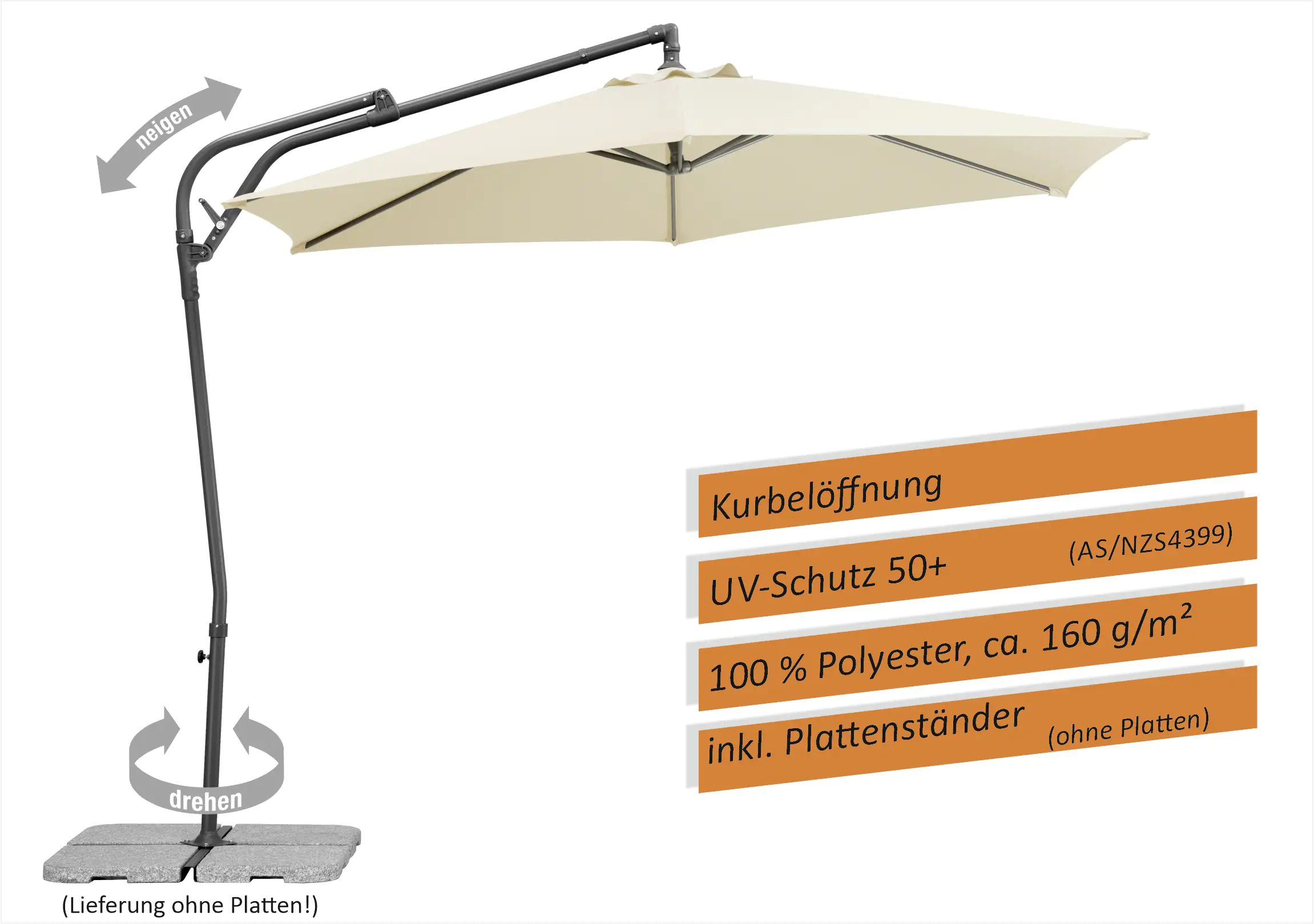 Schneider Ampelschirm Genua natur Ø 300 cm Schneider Ampelschirm Genua natur Ø 300 cm