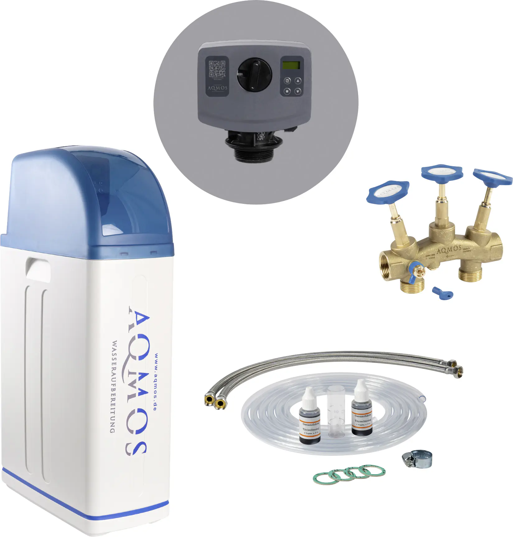 Aqmos Entkalkungsanlage R2D2-48 mit Anschlussset & Montageblock für Haushalte bis 5 Personen