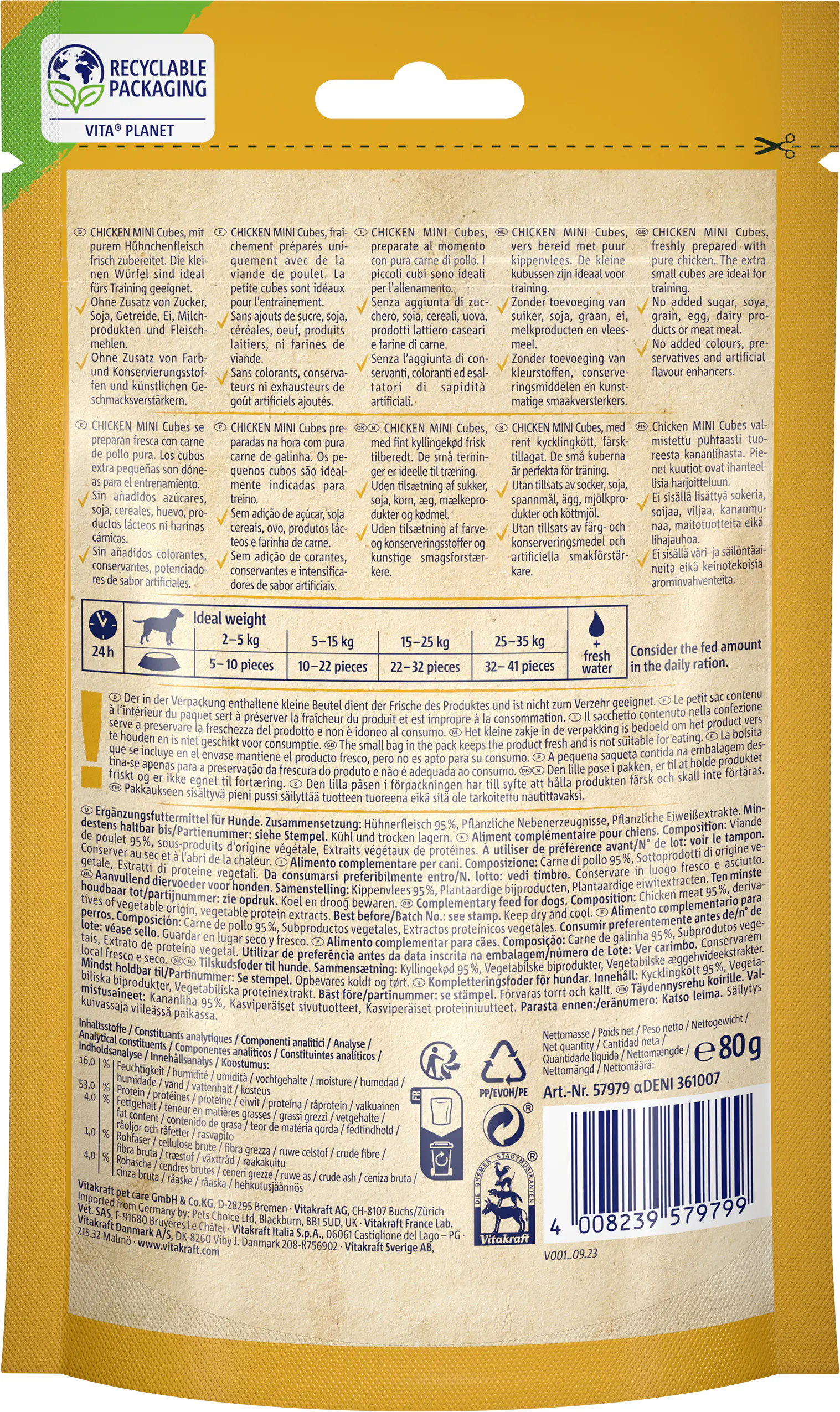 Vitakraft CHICKEN Mini Würfl Huhn 80 g