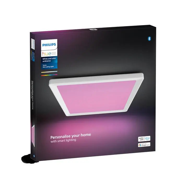 Philips Hue LED Deckenleuchte Tento + Dimmschalter eckig weiß 43 x 3 cm RGB