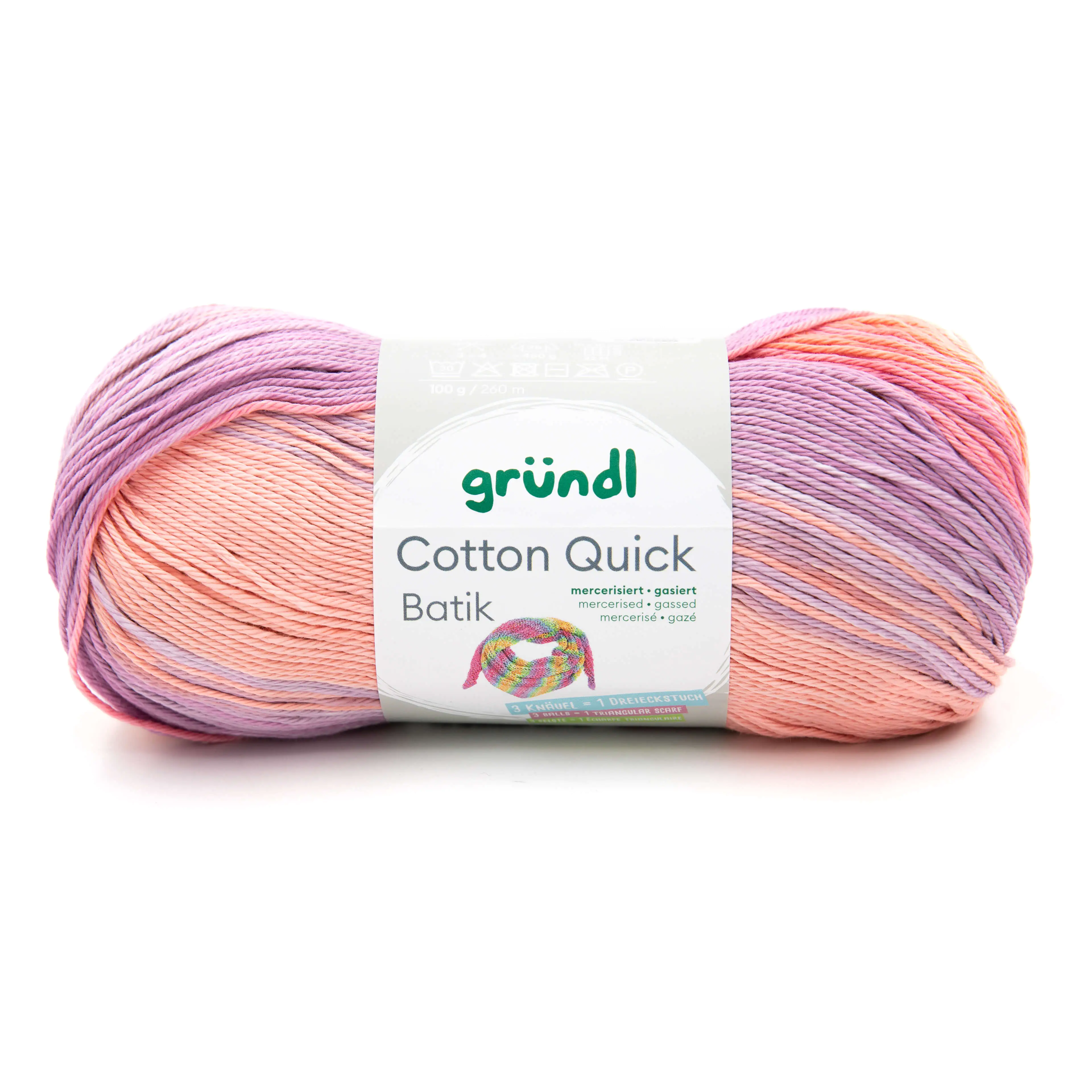 Gründl Wolle Cotton Quick Batik 100 g creme-rosa-lila-flieder