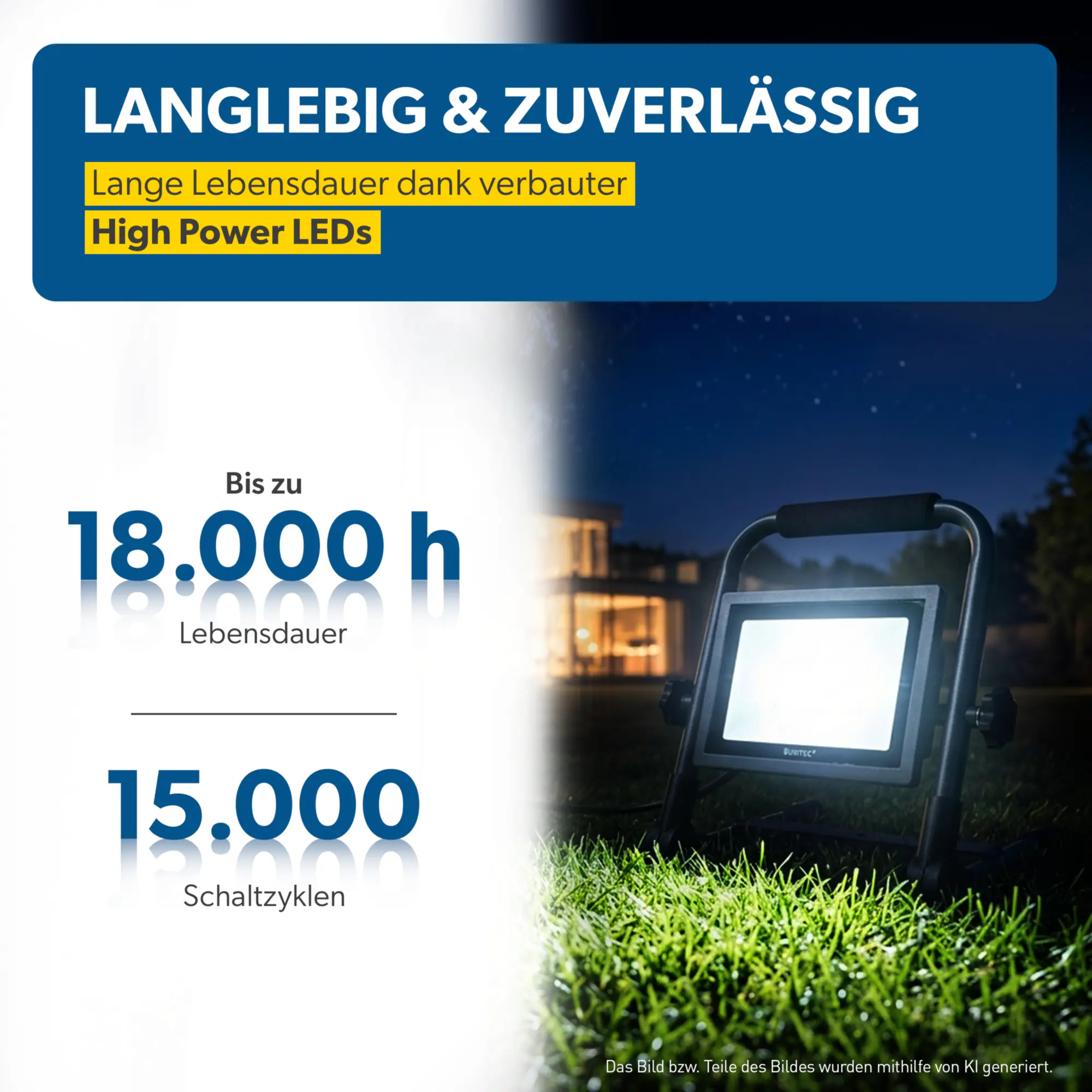 UniTec LED Baustrahler anthrazit tragbar 35 W 4250 lm 