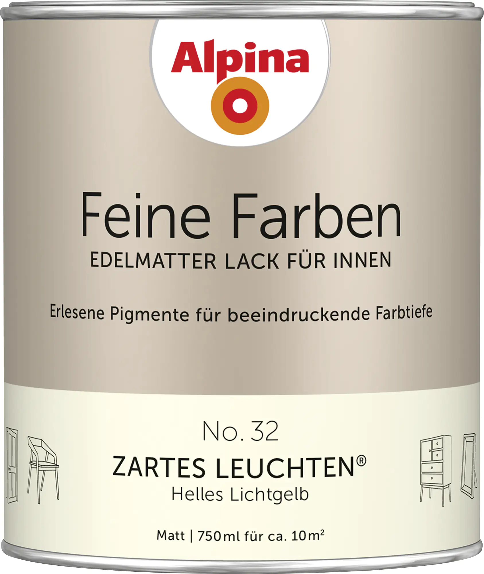 Alpina Feine Farben Lack No. 32 Zartes Leuchten  lichtgelb edelmatt 750 ml Alpina Feine Farben Lack No. 32 Zartes Leuchten  lichtgelb edelmatt 750 ml