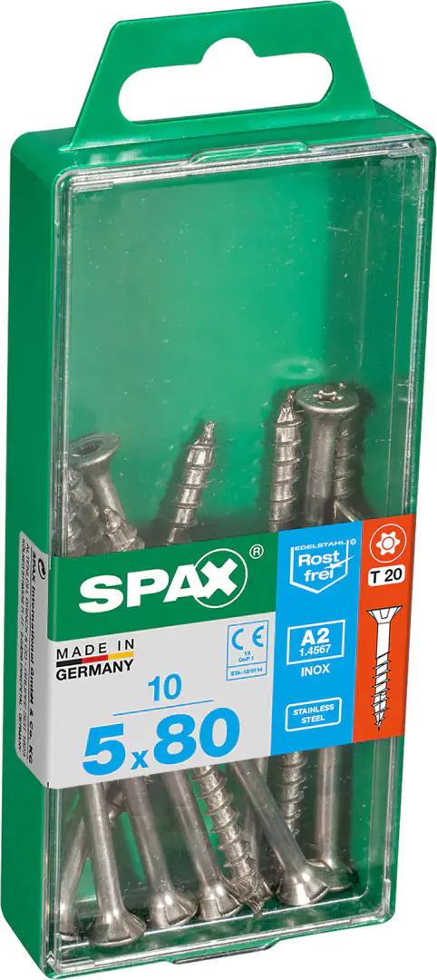 Spax Universalschrauben 5.0 x 80 mm TX 20 Senkkopf - 10 Stk.