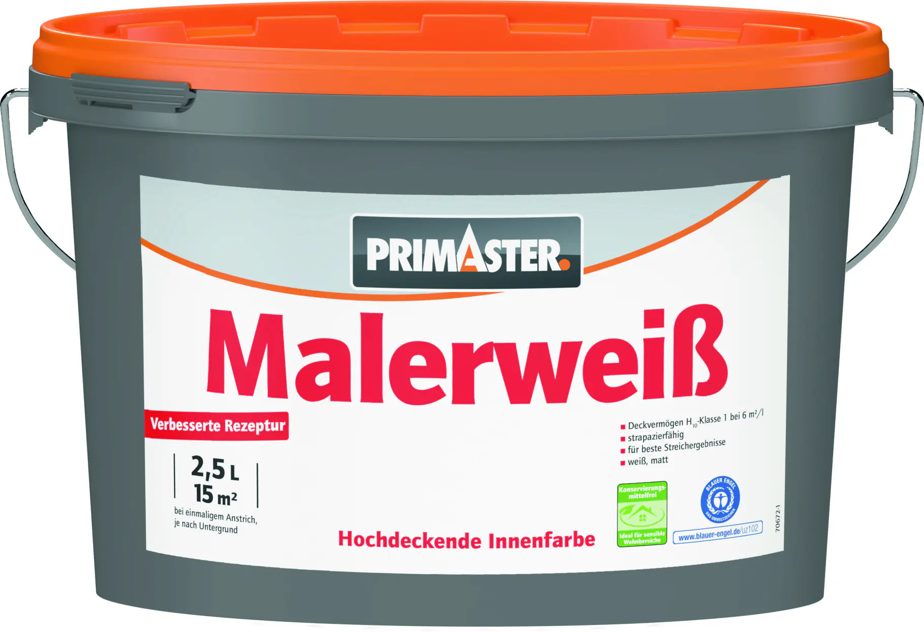 Primaster Wandfarbe Malerweiß konservierungsmittelfrei 2,5 L