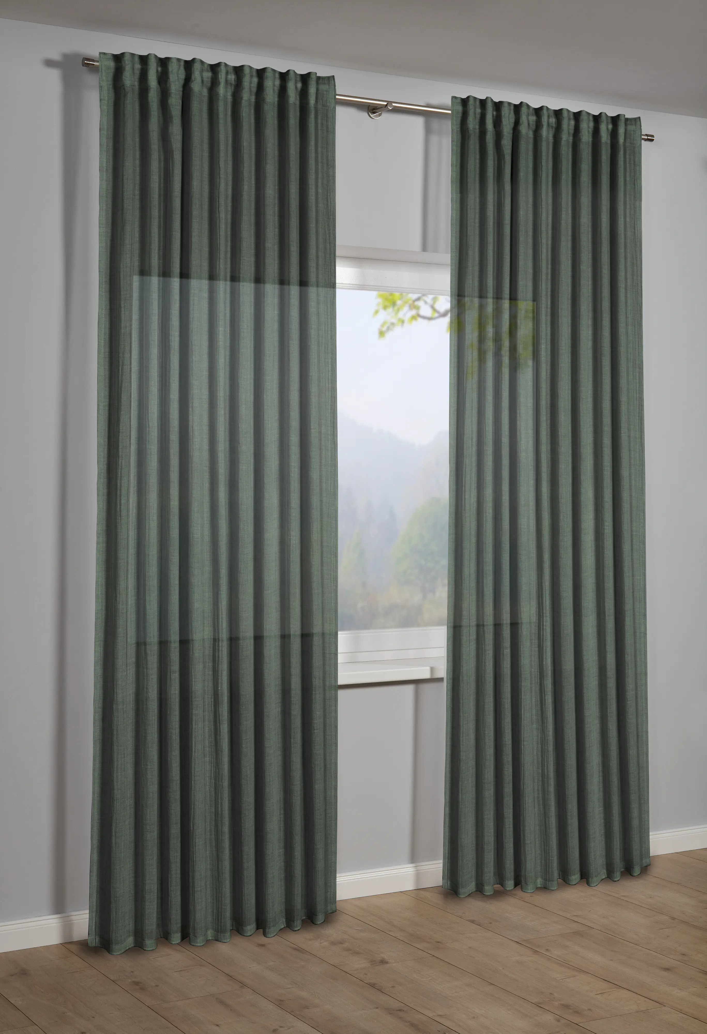 Sehlbach Fertigschal mit Gardinenband 135 x 245 cm dunkelgrün