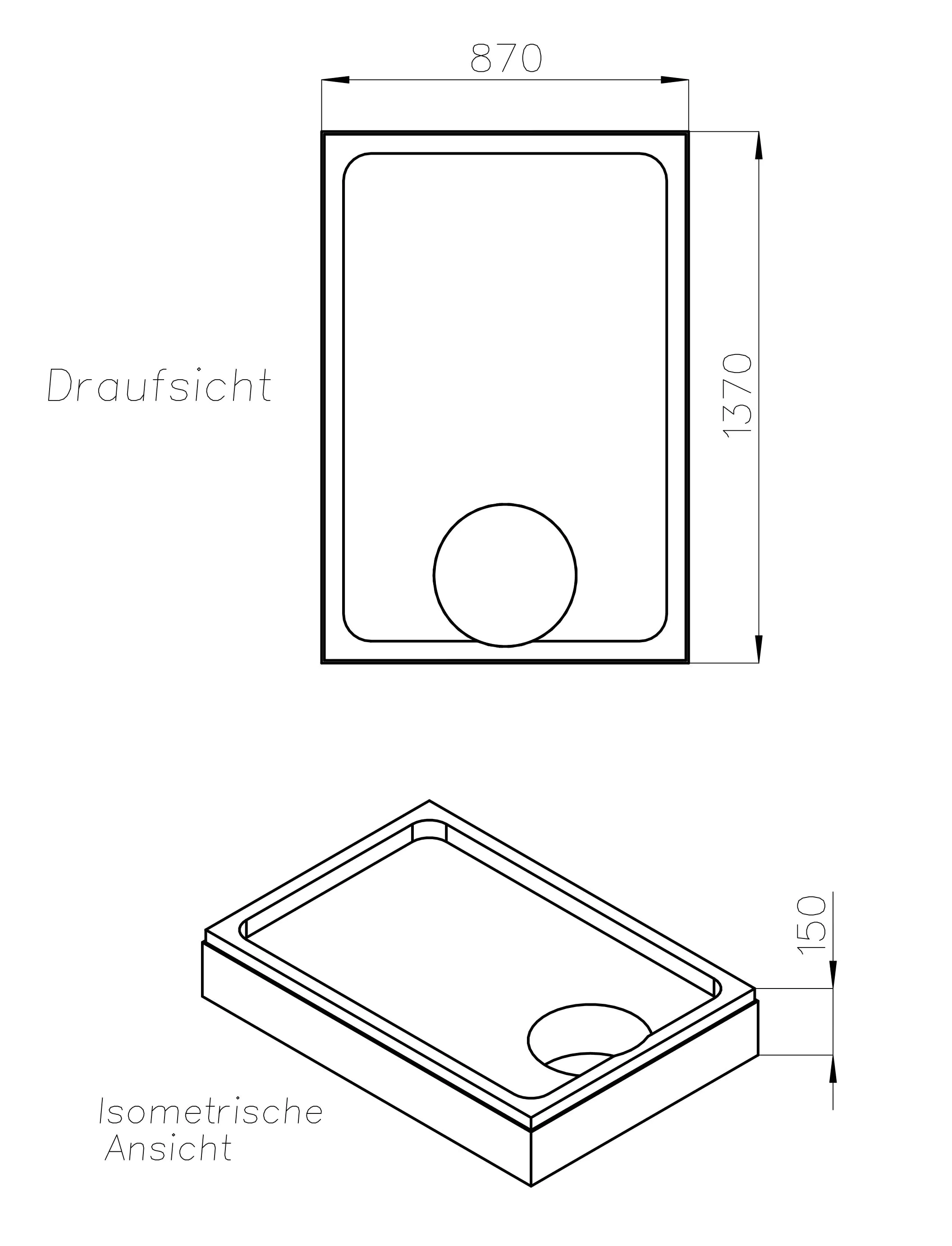 Ottofond Wannenträger Plateau 1370 x 870 mm