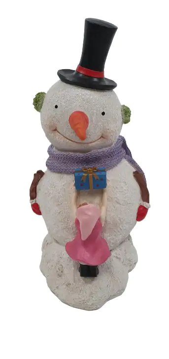 Dekofigur Schneemann mit lila Schal 62,5 x 36,5 x 34 cm Dekofigur Schneemann mit lila Schal 62,5 x 36,5 x 34 cm