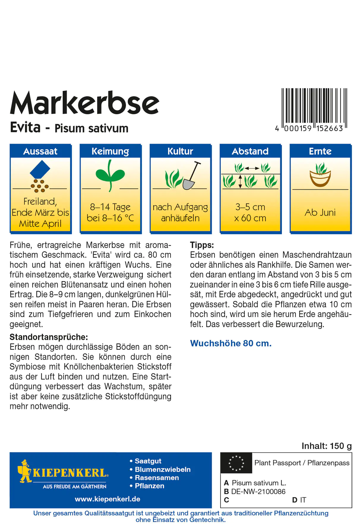 Kiepenkerl Markerbse Evita