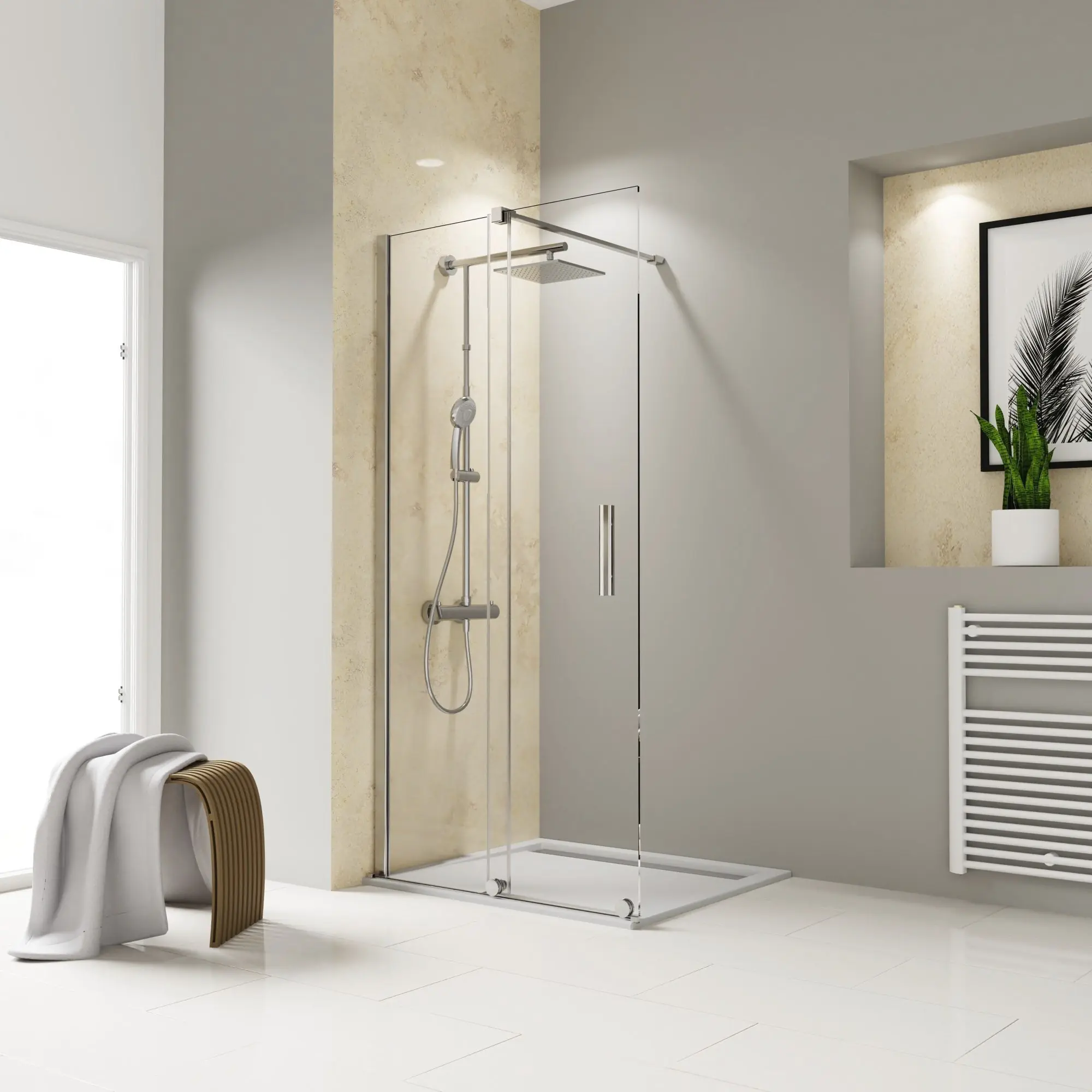 Schulte Duschwand Walk In Schiebetür links mit Rollen Toura 120 x 200 cm chrom Klarglas