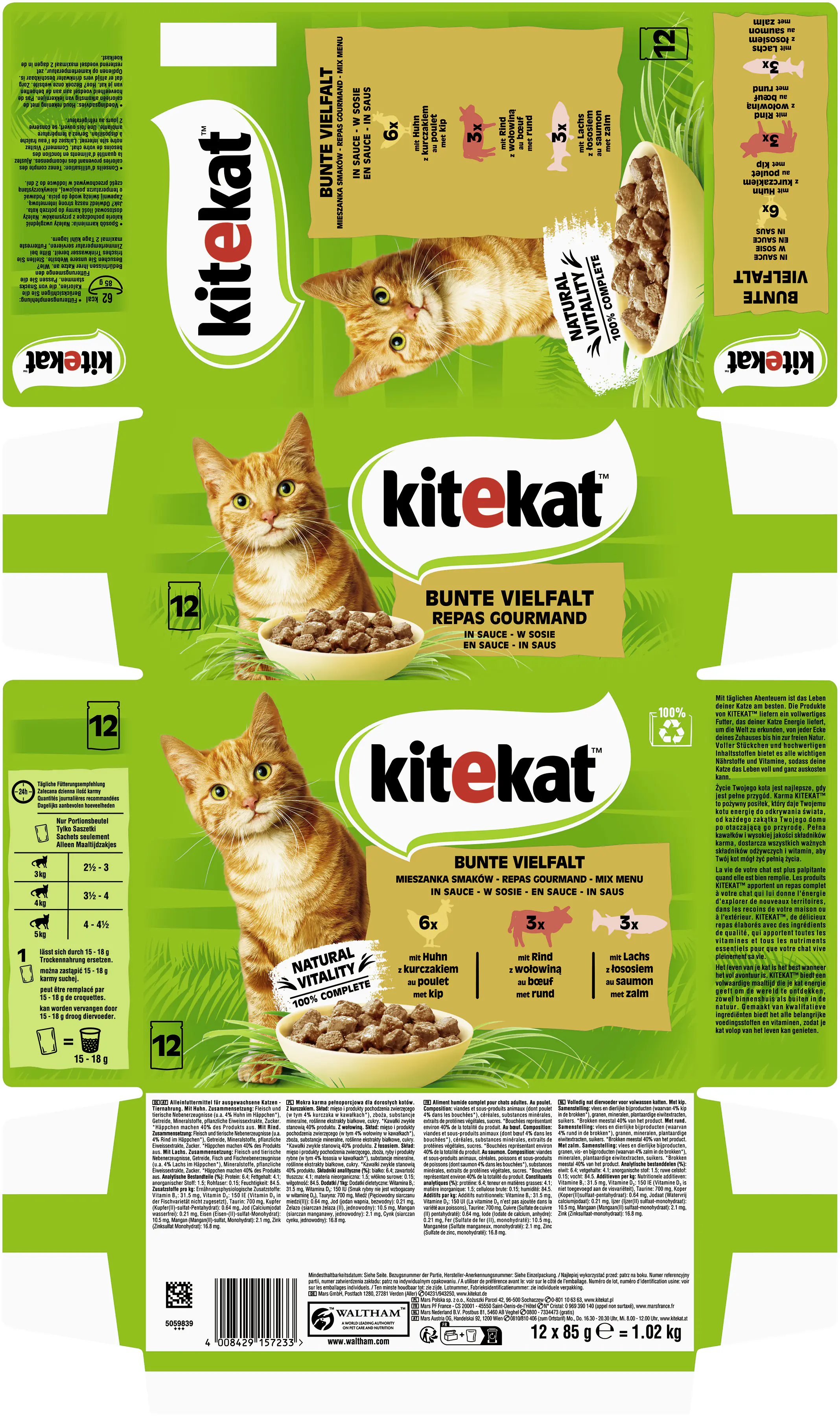 Kitekat Bunte Vielfalt in Sauce Multipack 12x85 g