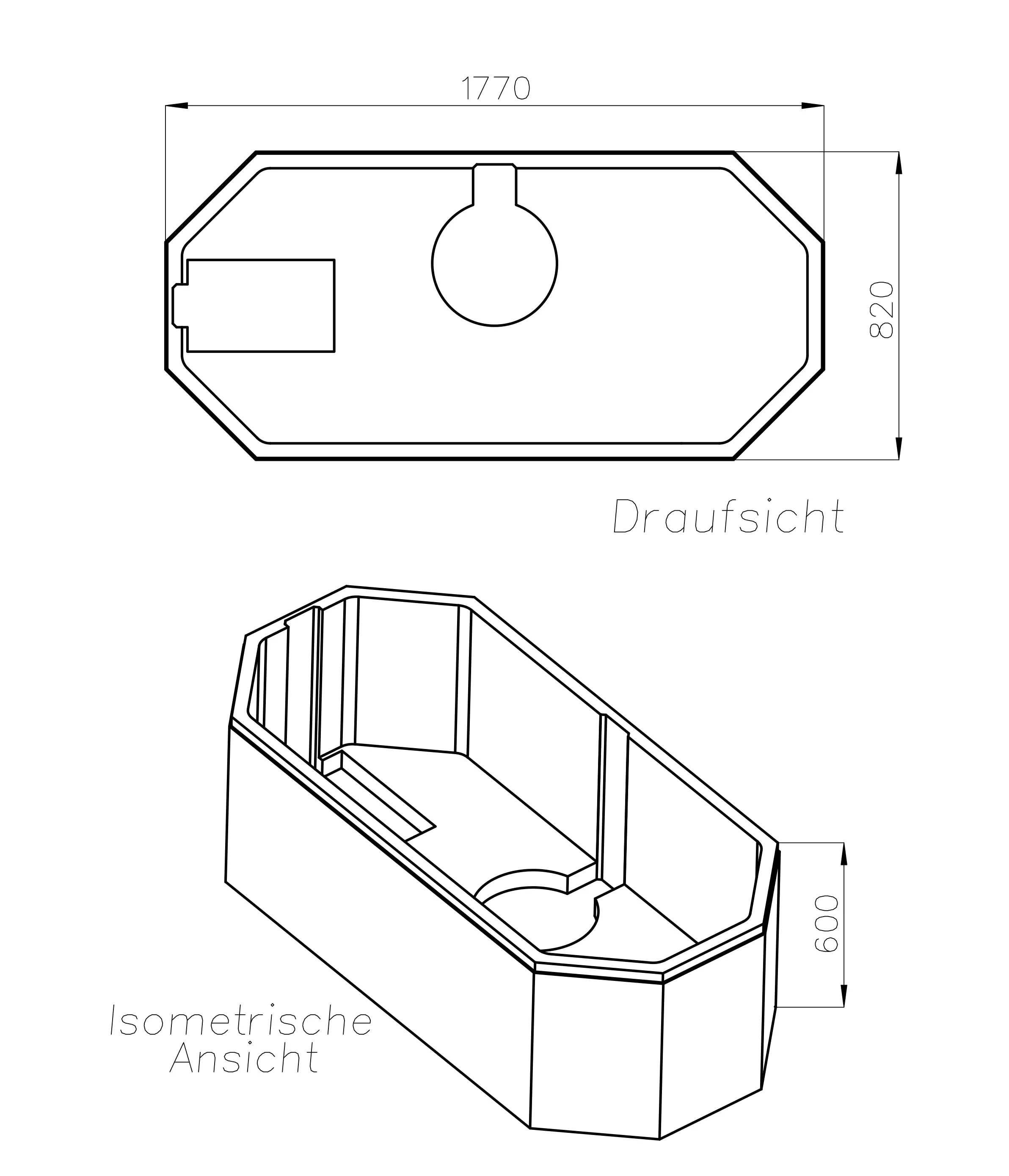 Ottofond Wannenträger Sicilia 1770 x 820 mm