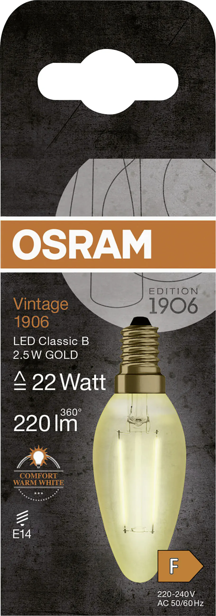 Osram LED Kerzenlampe E14 2,5 W warmweiß amber