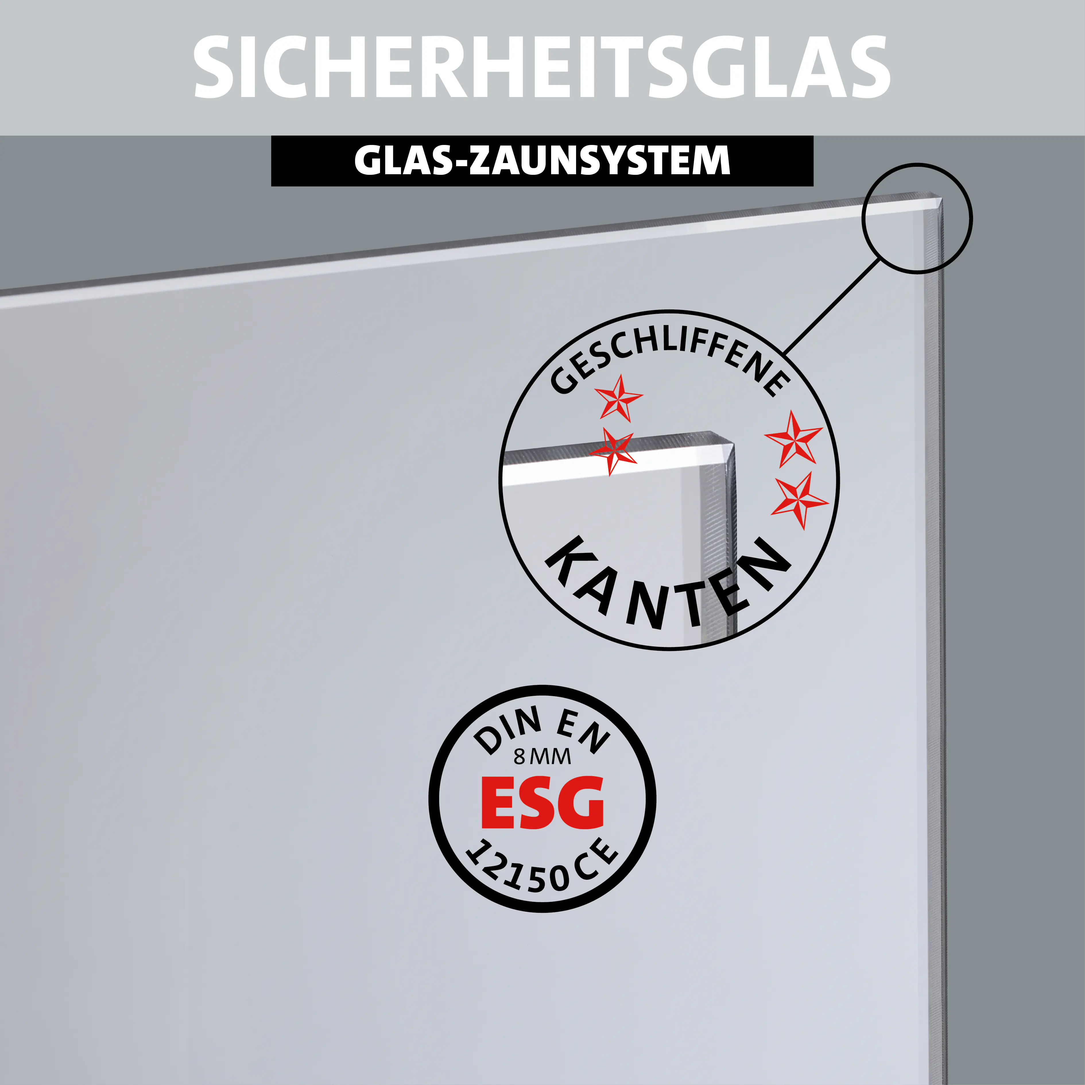 Ambiente Glaszaun Erweiterungsset Klarglas mit Siebdruck 187 x 107,2 cm anthrazit