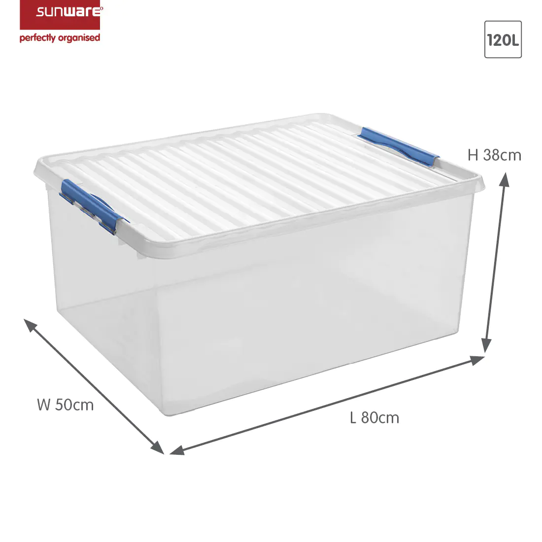 Sunware Aufbewahrungsbox Q-line 120L transparent blau 80 x 50 x 38 cm