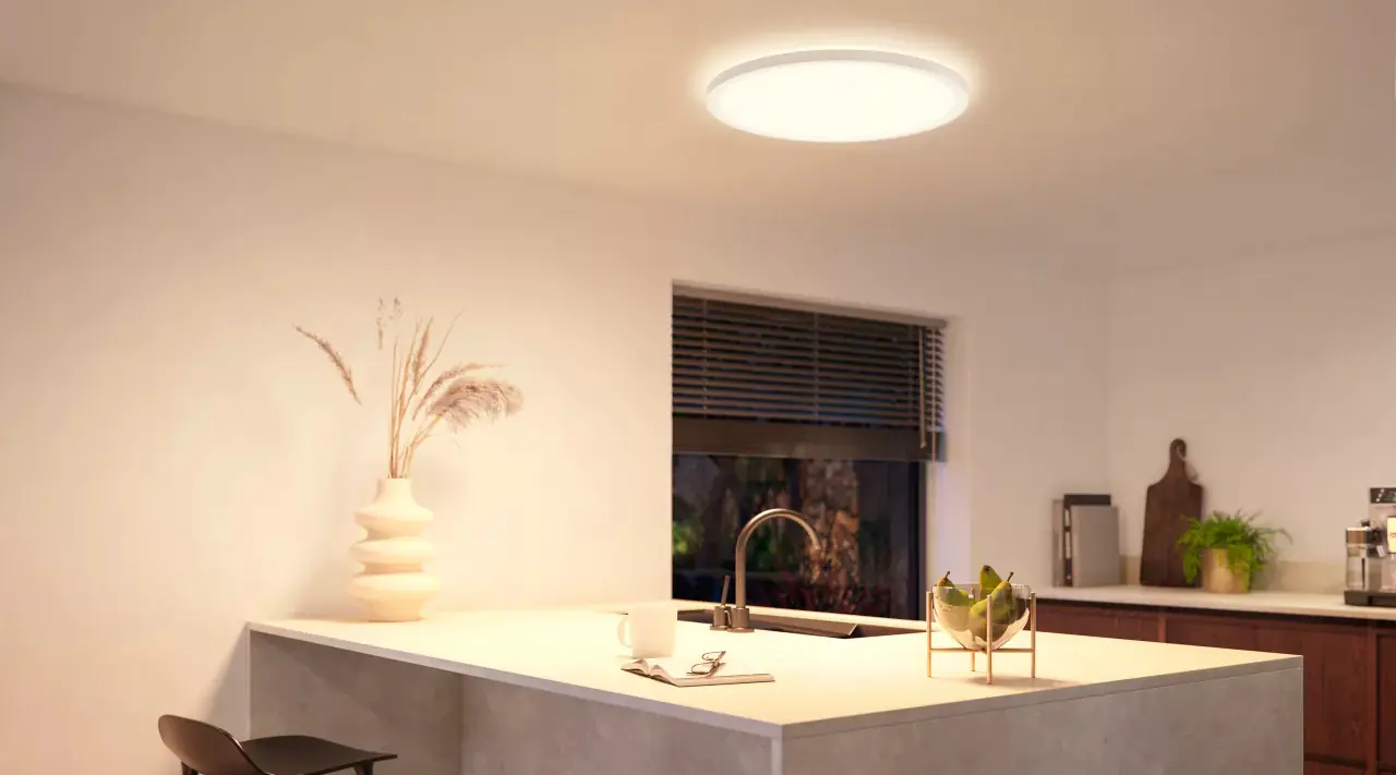 Philips Hue LED Deckenleuchte Tento + Wandschalter rund weiß Ø 55 cm RGB Philips Hue LED Deckenleuchte Tento + Wandschalter rund weiß Ø 55 cm RGB