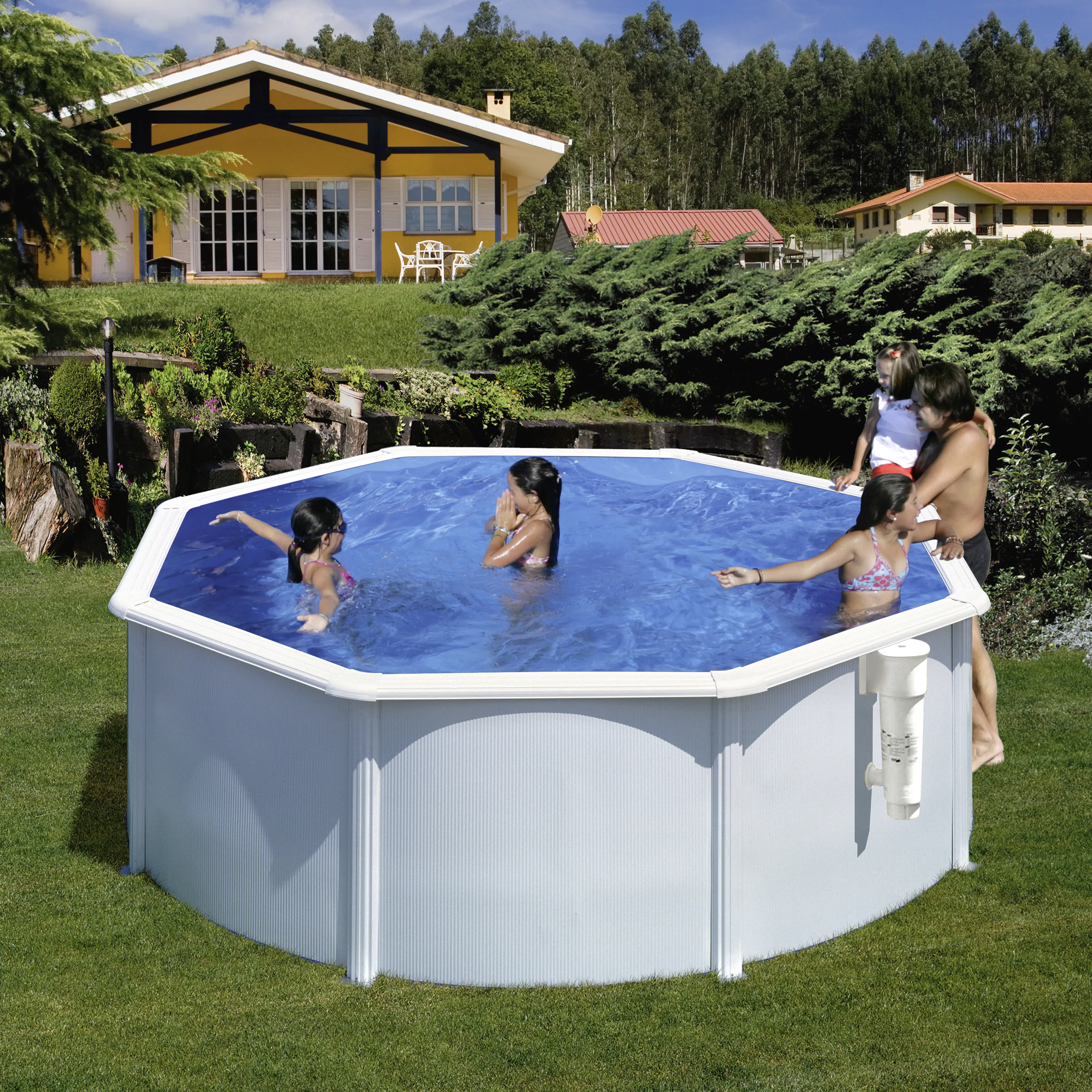 Gre Stahlwandpool Bora Bora Komplettset rund Ø 320 x 122 cm weiß
