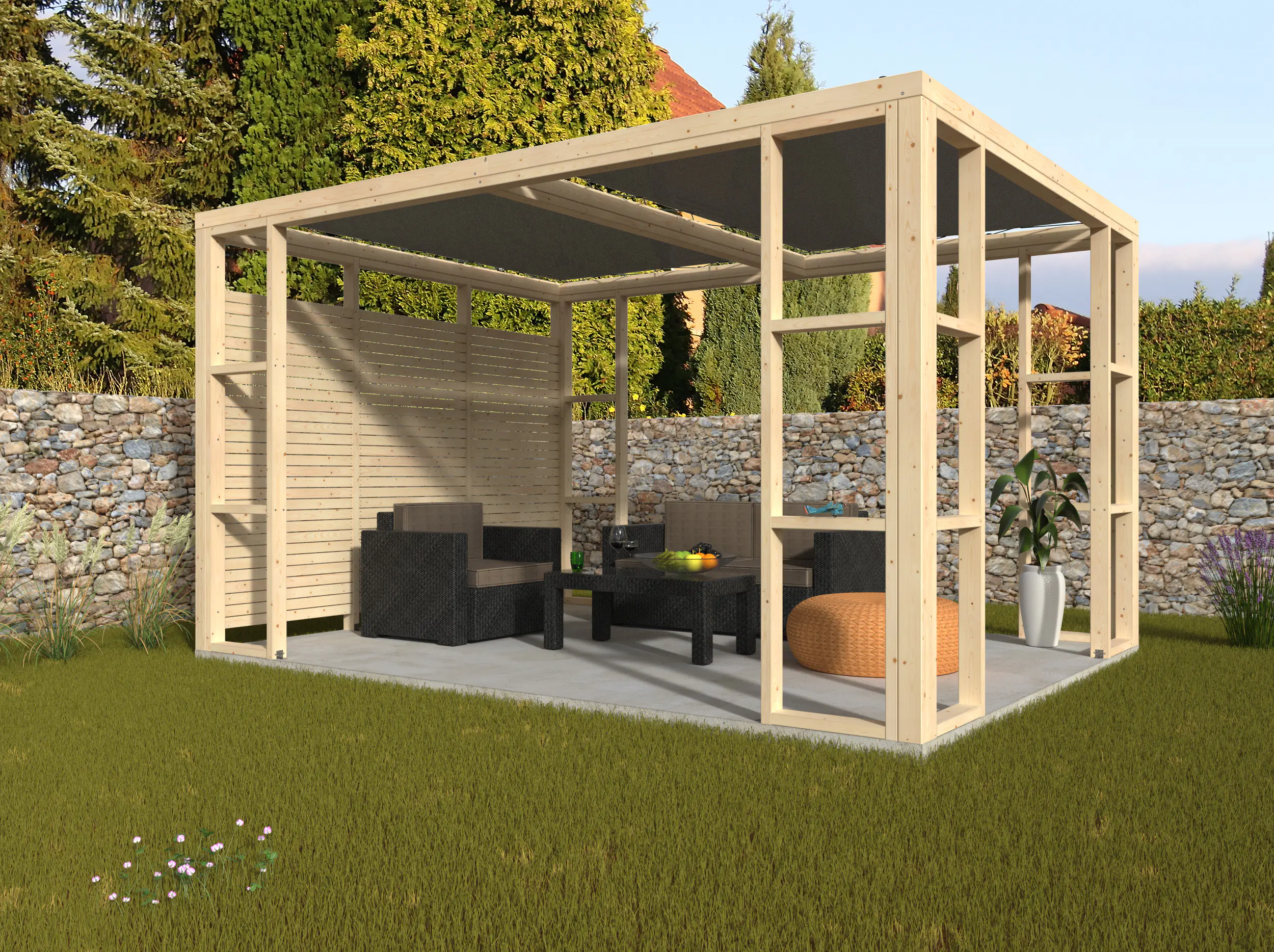 Décor et Jardin Pergola Ambre 1P 401 x 304 cm natur