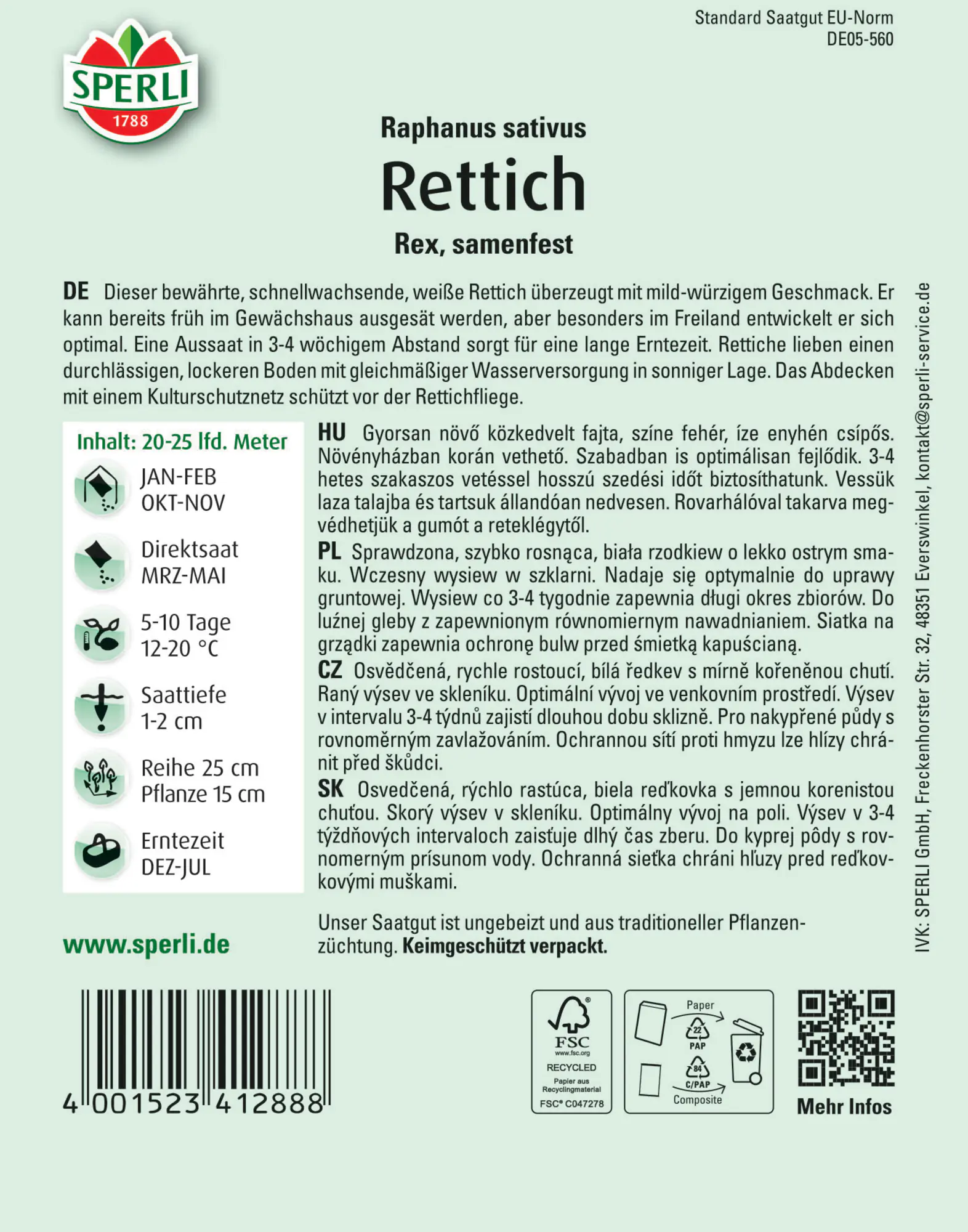 Sperli Rettich Rex