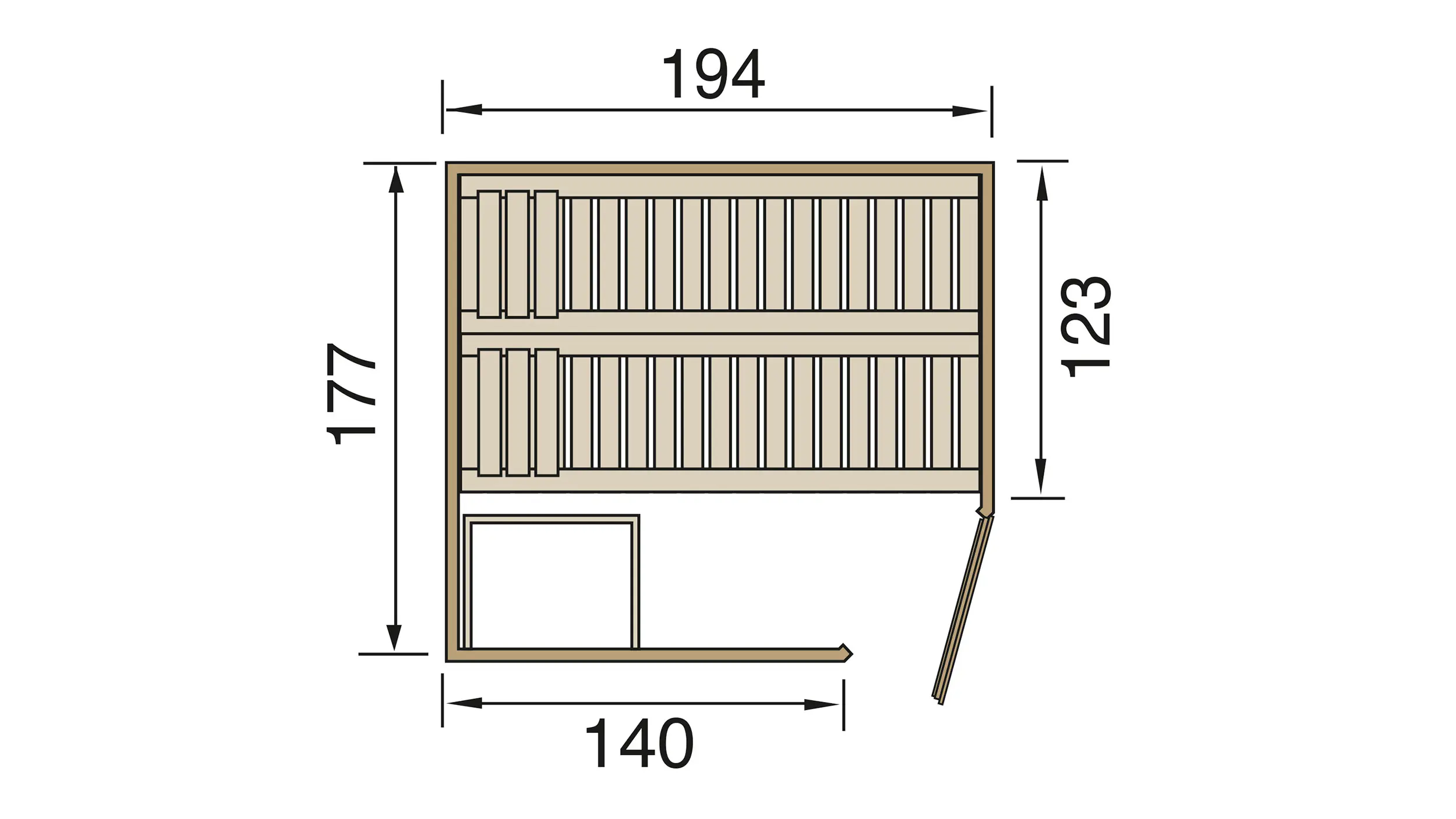 Weka Element-Ecksauna Varberg 2 mit Holztür