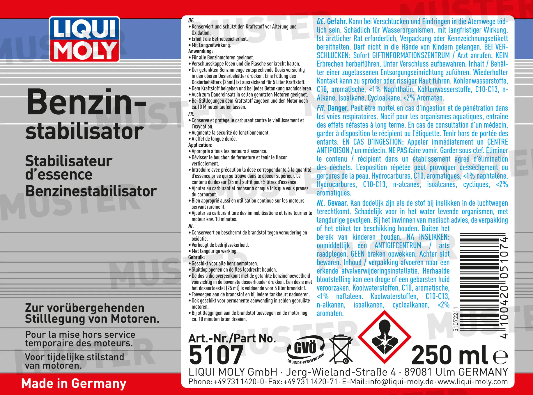Liqui Moly Benzin Stabilisator 250 ml Liqui Moly Benzin Stabilisator 250 ml