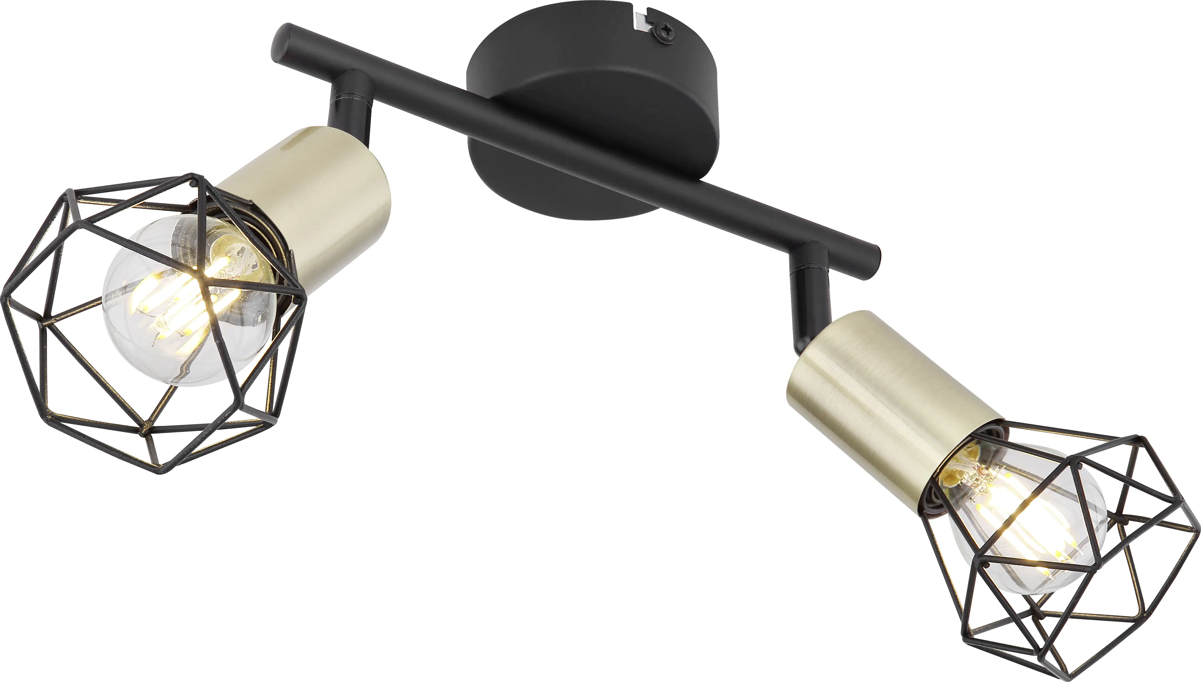 Globo 2er Spot Xara l schwarz-messing 22 x 8 cm E14, max.40 W