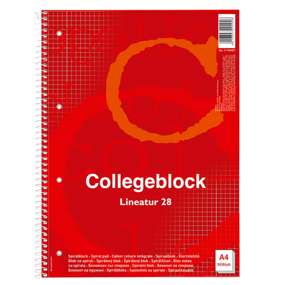 herlitz Spiralblock NN A4 Lin 28 kariert 80 Blatt