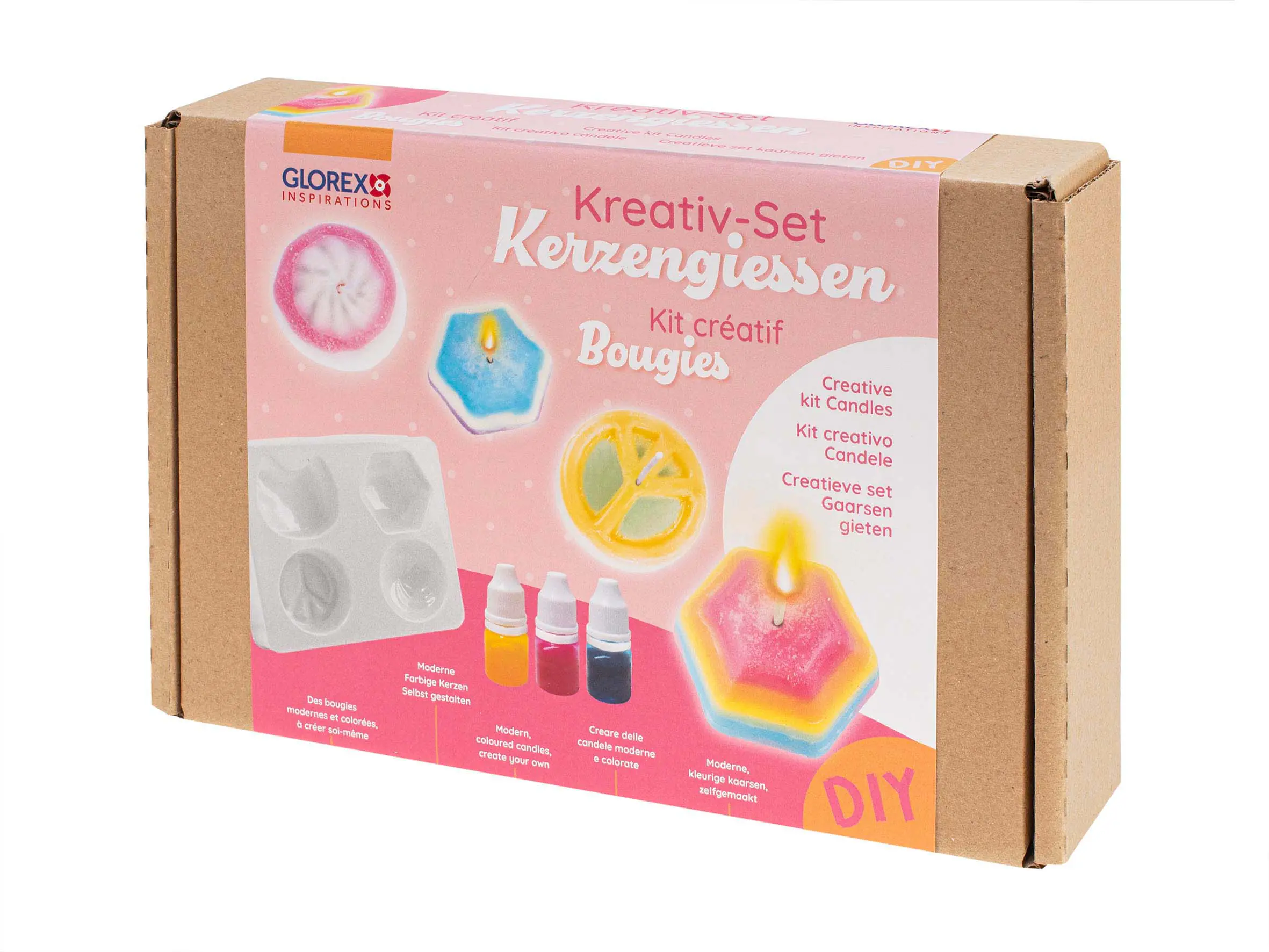 Glorex Kreativ-Set Kerzengießen mit 4 Motiven & Farben + Zubehör 