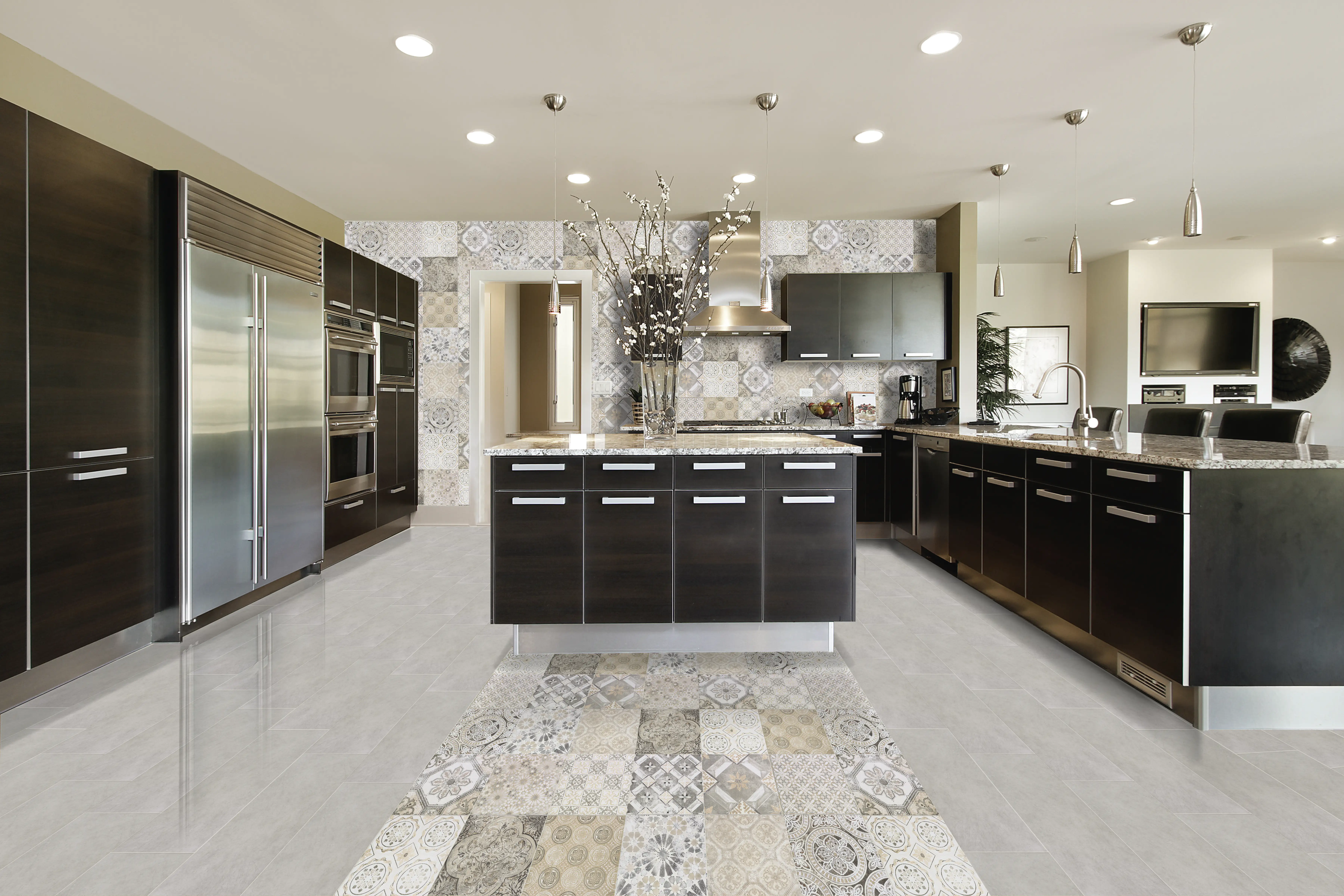 Wandfliese Feinsteinzeug Ghirigio Soft 31 x 62 cm beige-schwarz