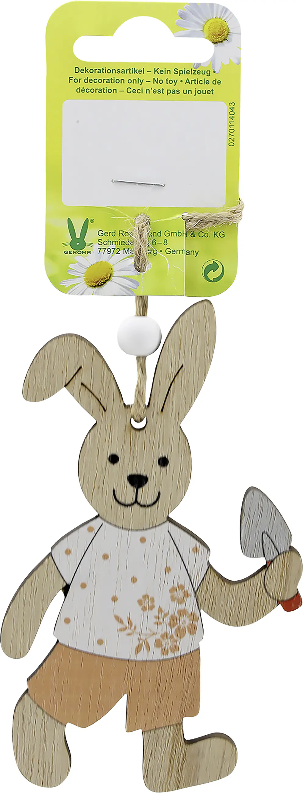 Osterdeko Anhänger Hase Holz 7 x 11 cm natur