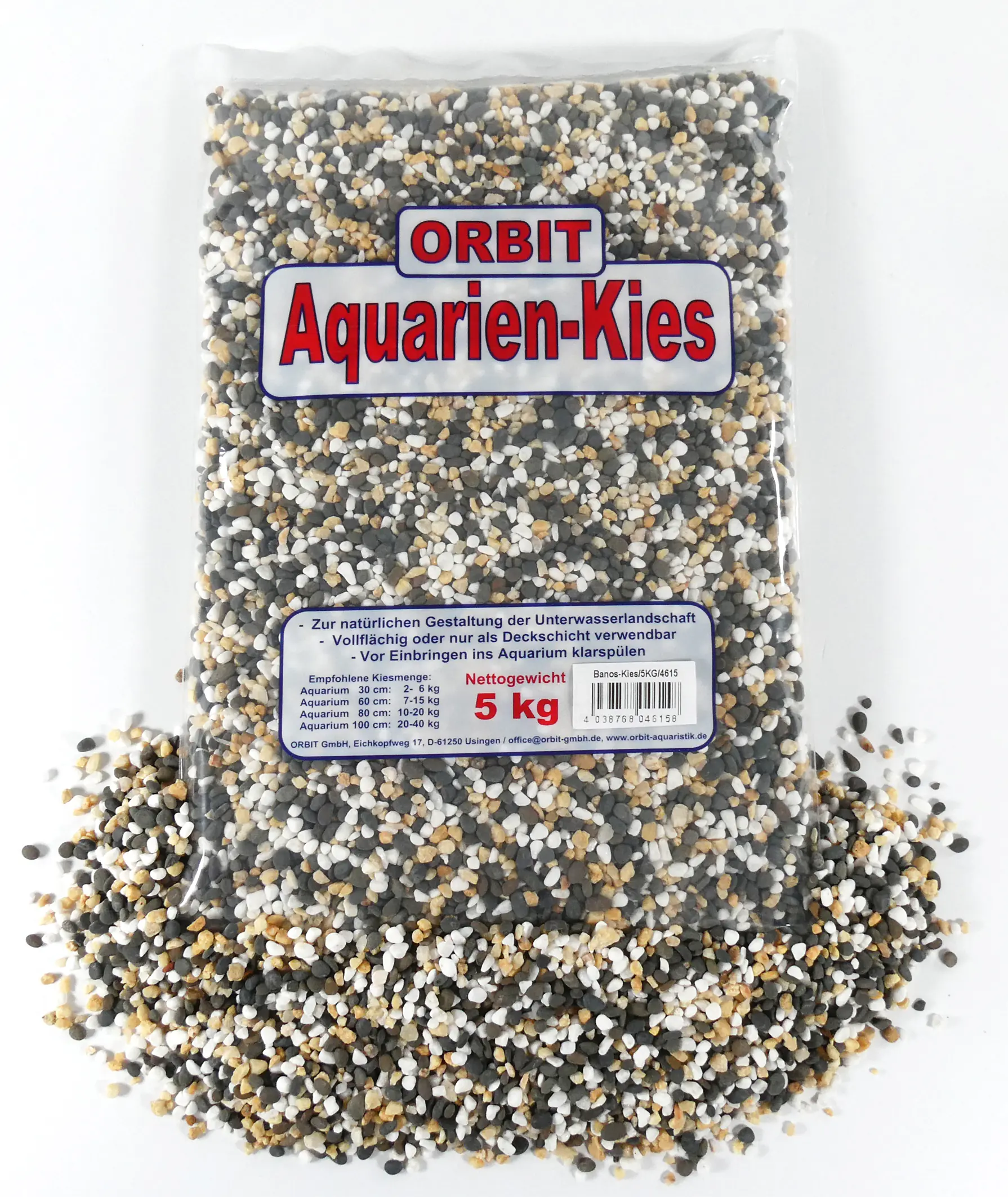 Orbit Aquarien Kies Banos Kies weiß-schwarz-gelb 5 kg