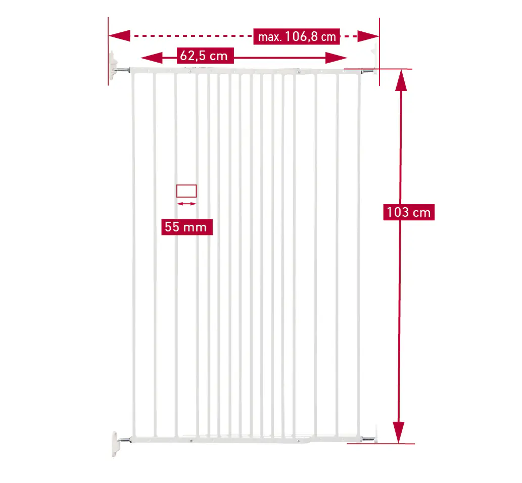 DOLLE Tierschutzgitter einstellbar 62,5 - 106,8 cm, weiß