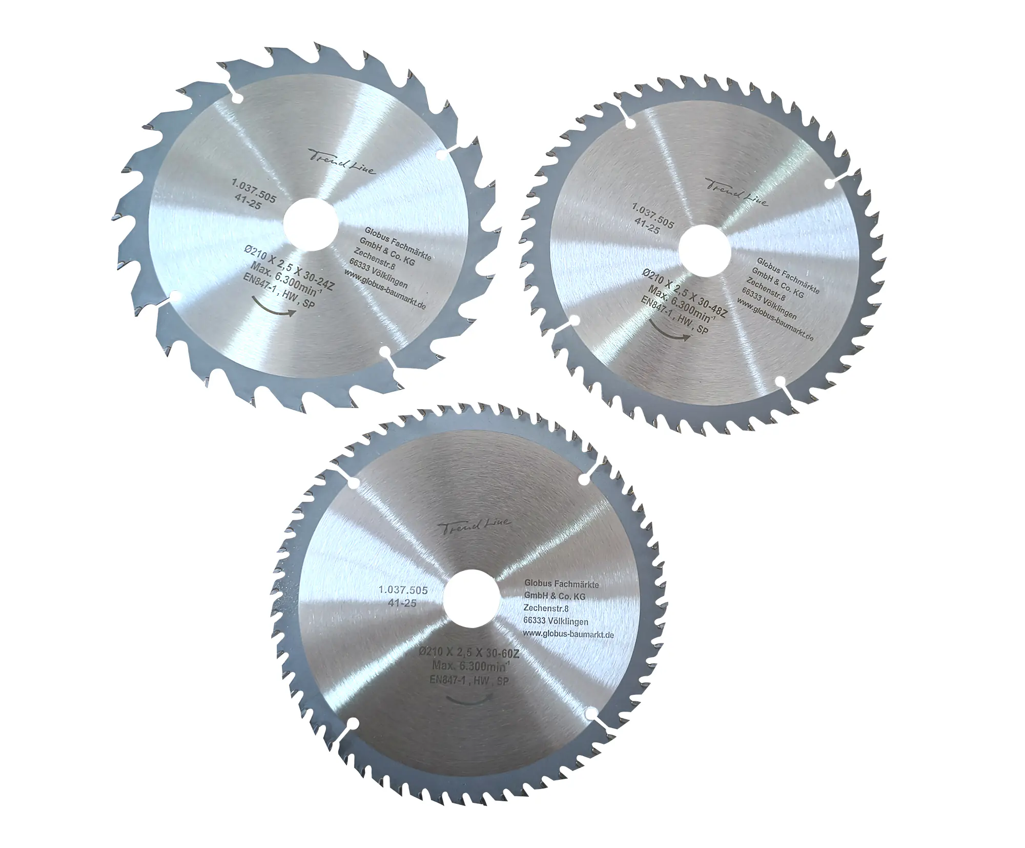 TrendLine Kreissägeblatt-Set Ø 210 mm Bohrung Ø 30 mm 3-teilig