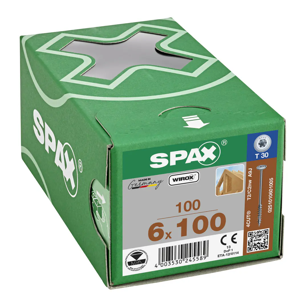 Spax Holzbauschrauben 6.0 x 100 mm TX 30 Tellerkopf - 100 Stk.