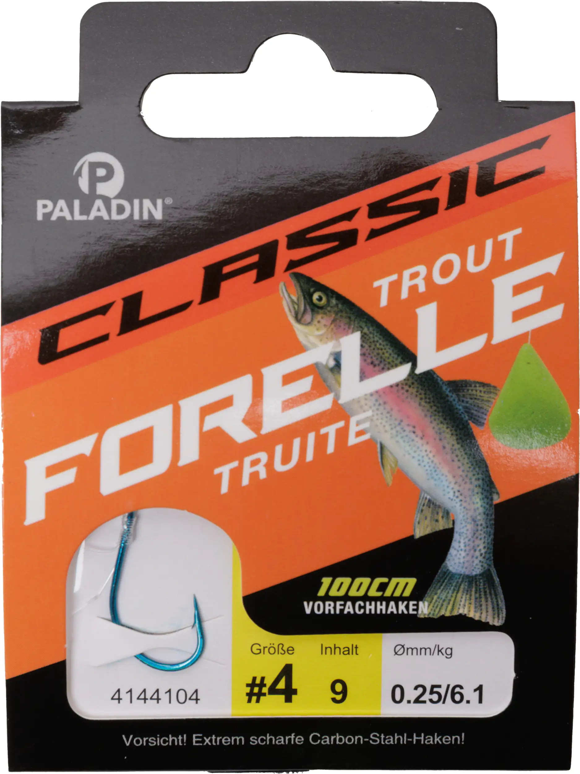 Paladin Forellenhaken gebunden Größe 4 100 cm 9 Stück blau 